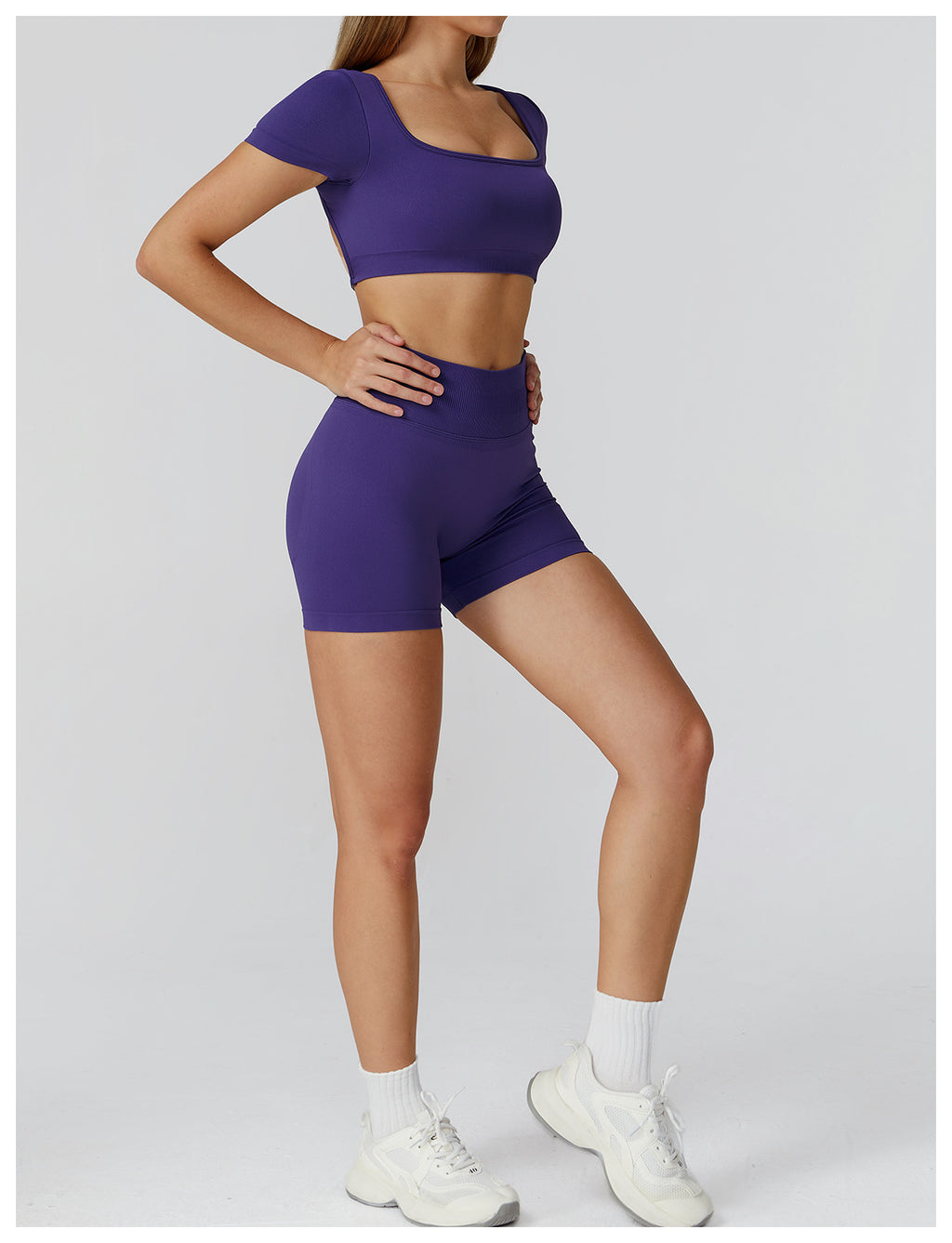 Ensemble de yoga sans couture : Tenue de sport taille haute dos nu pour la course et le fitness 2184