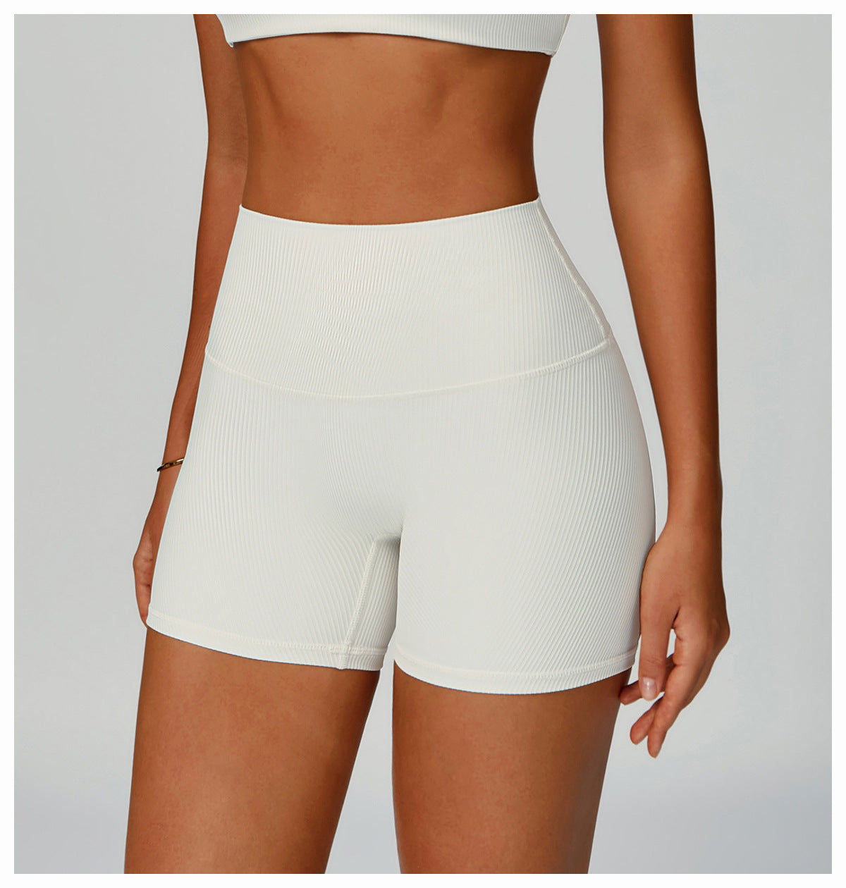 Short de Yoga Côtelé Taille Haute pour Femme, Vêtement de Fitness Gainant et Remontant les Fesses, Short de Course en Extérieur