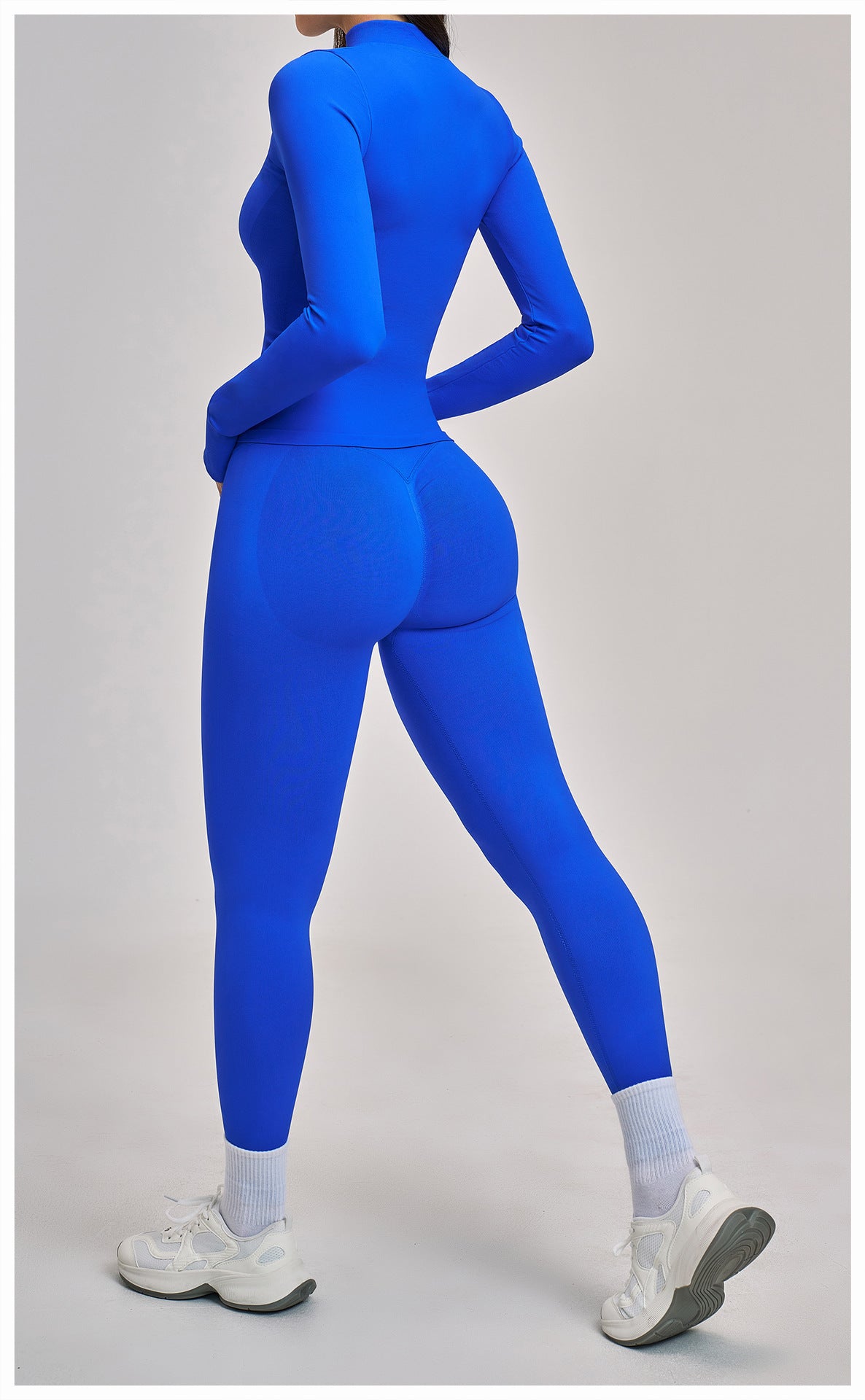 Ensemble de yoga quart de zip sans couture : vêtement de sport thermique ajusté à col montant pour la course à pied 3754