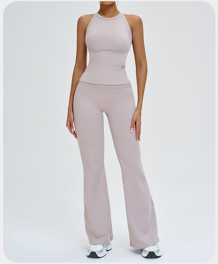 Ensemble de yoga transfrontalier, combinaison de sport antichoc à dos nageur découpé, tenue de yoga décontractée pour la course en extérieur et le fitness