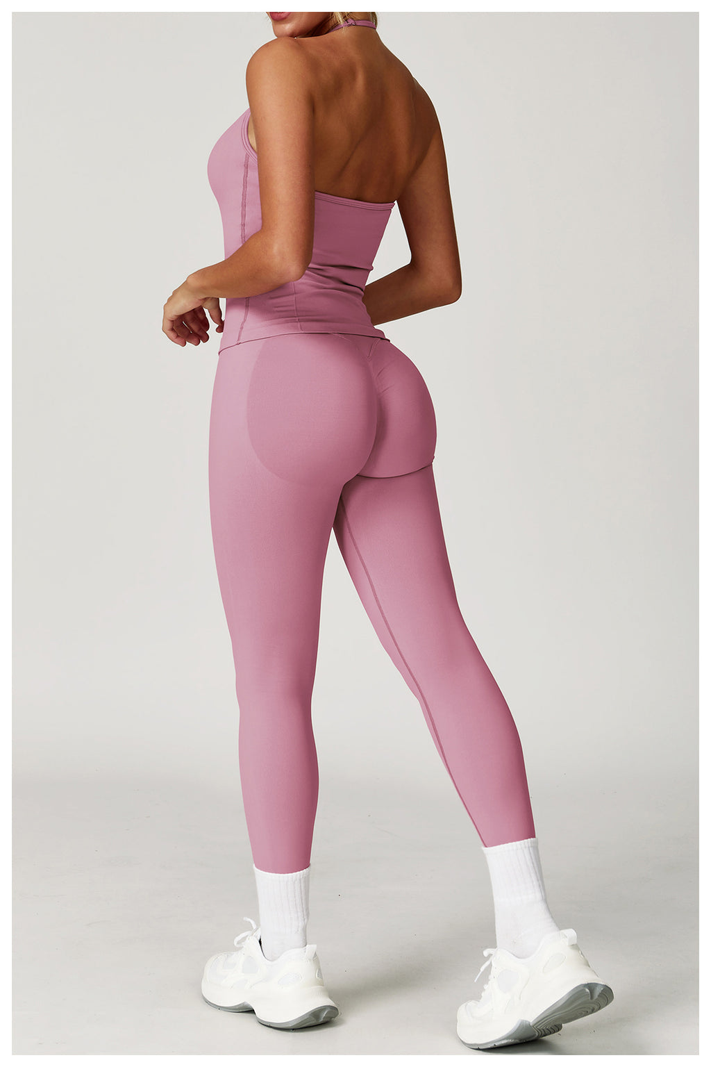 Ensemble de yoga dos nu sans coutures : Tenue de sport froncée moulante & Ensemble de fitness gainant 4552