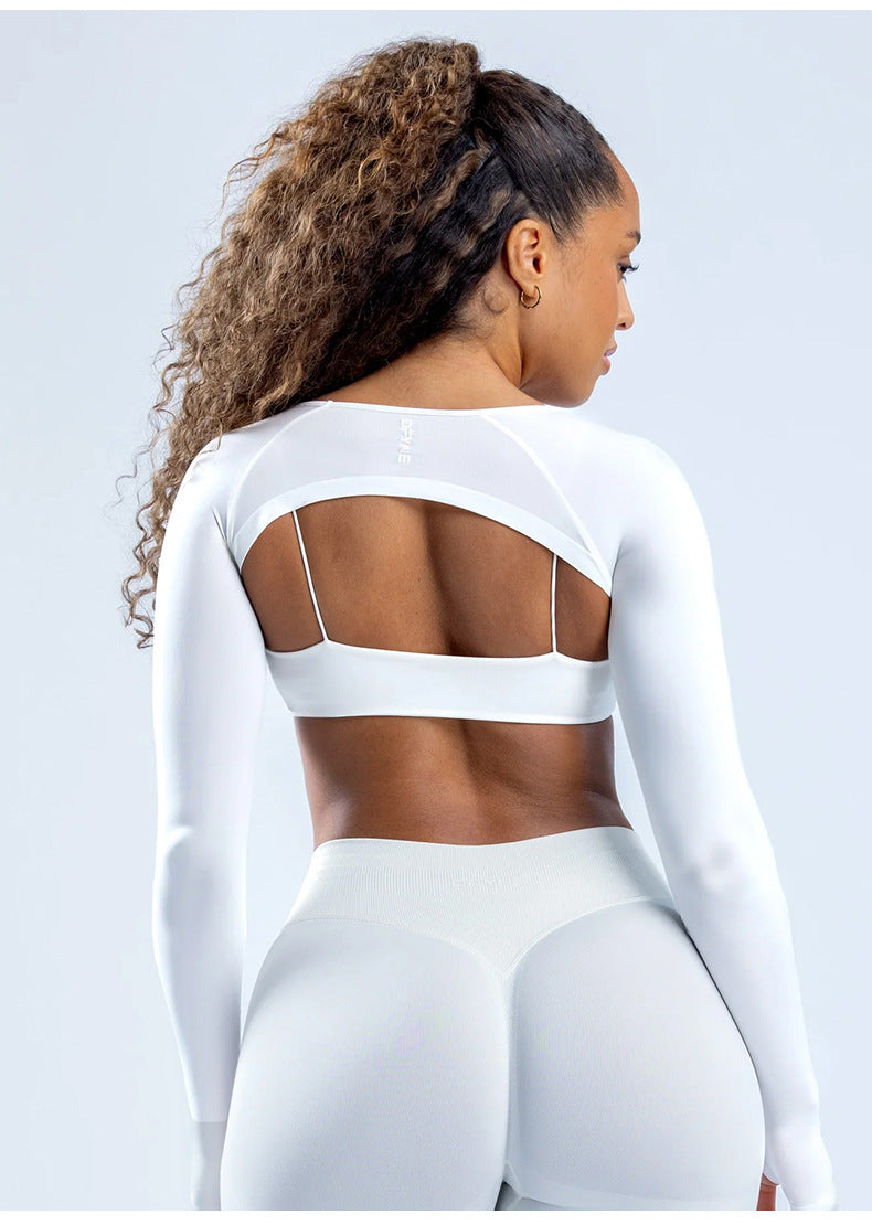 Women's Naked Feeling Thumb Hole Sports Vest Cardigan, Long Sleeve Shawl Yoga Tops, Running Fitness Blouse