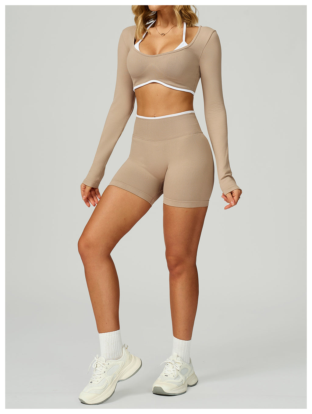 Short de Yoga Sans Couture à Contraste : Legging Taille Haute et Coupe Ajustée pour la Course 5726