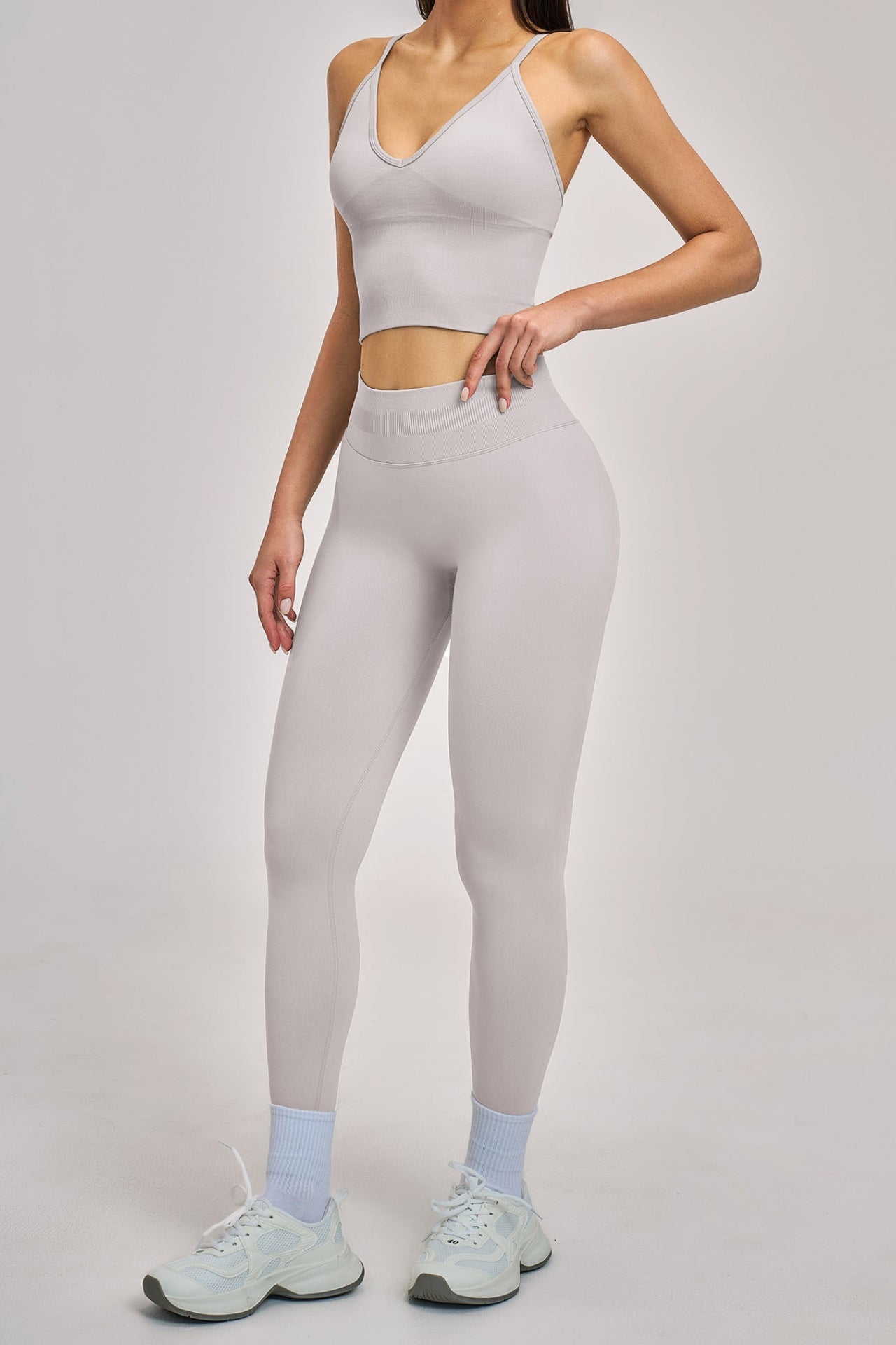 Ensemble de Yoga Sans Couture Dos Nageur : Tenue de Sport Ultra Extensible et Ajustée pour la Course et le Fitness 5344