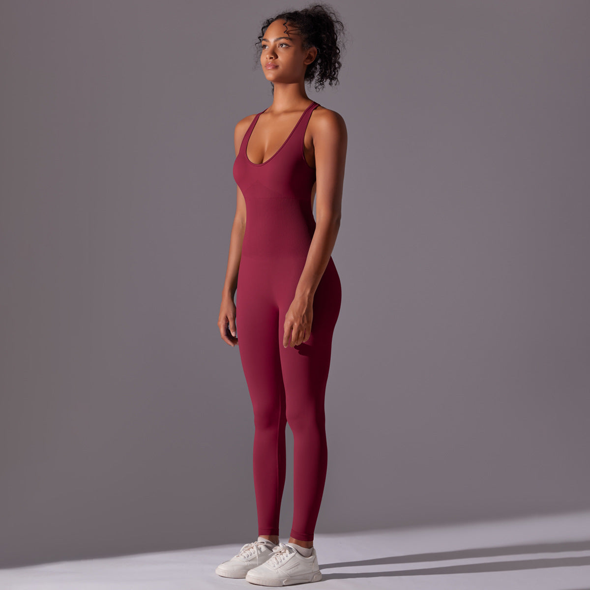 Nahtloser, langer Yoga-Unitard: Einteiliger, rückenfreier Aerial-Yoga-Bodysuit & atmungsaktiver, schmal geschnittener Jumpsuit
