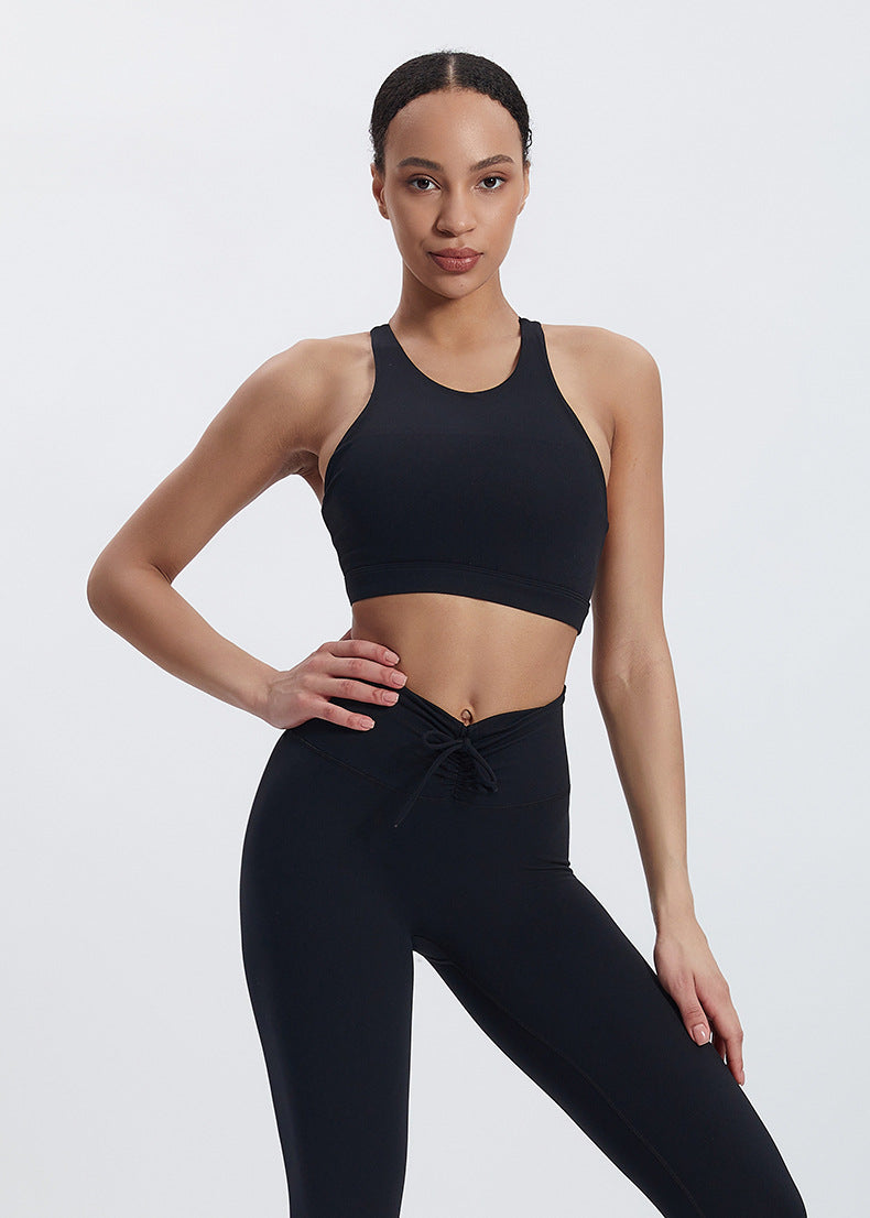 Soutien-gorge de sport sans coutures effet seconde peau : brassière de yoga dos nu et haut de sport respirant pour la course à pied