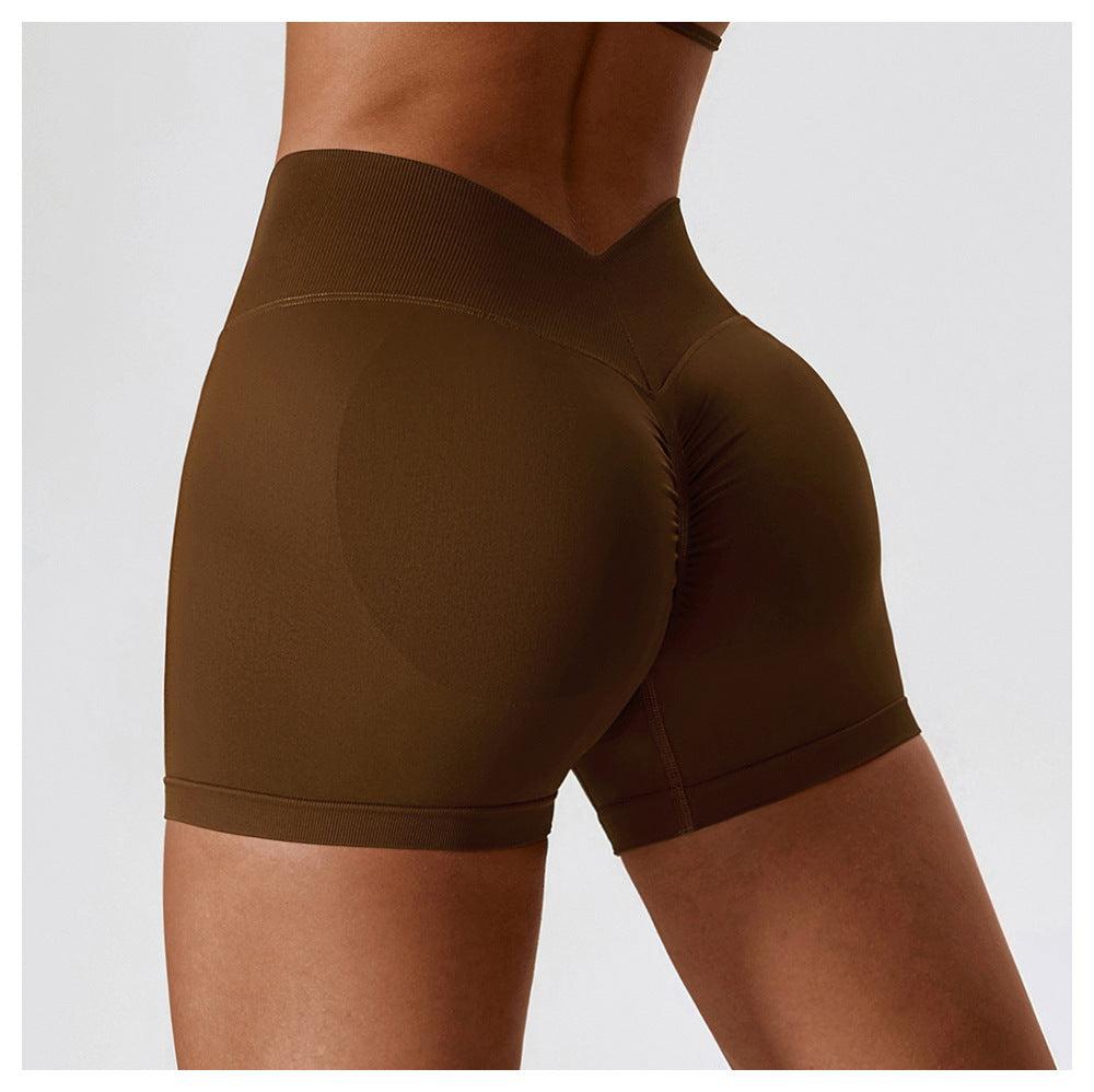 Short de Yoga Taille Haute Sans Couture : Short Cycliste de Sport Gainant et Rehausseur de Fesses 4389
