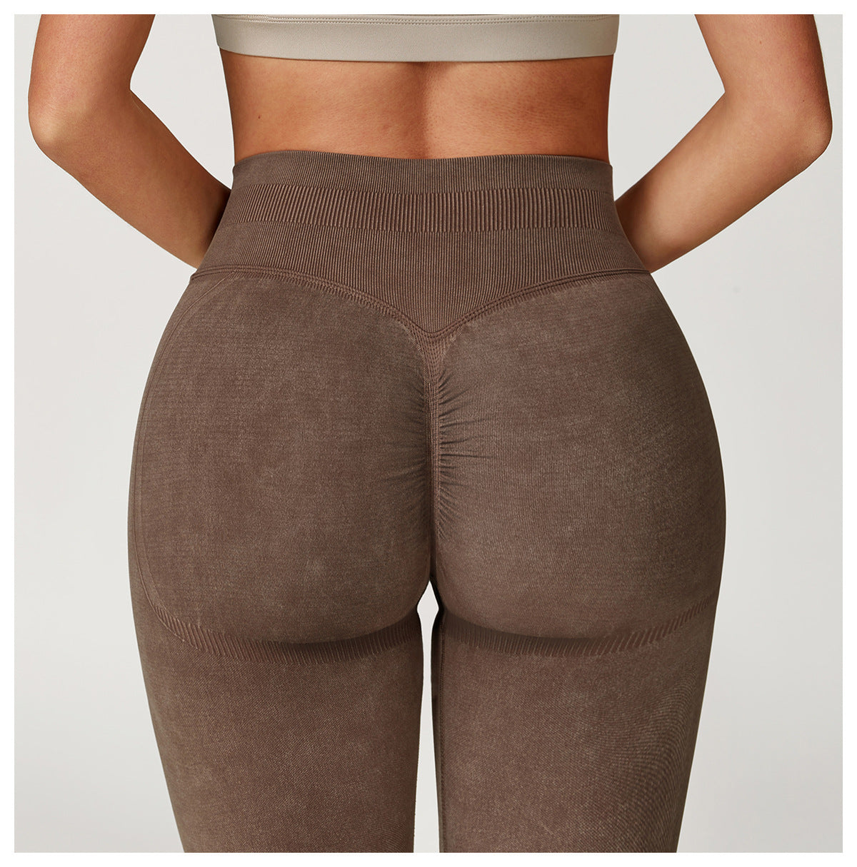 Seamless Ribbed-Waistband Yoga Leggings: High-Waisted Tummy-Control & Booty-Lifting Fitness Pants 6825