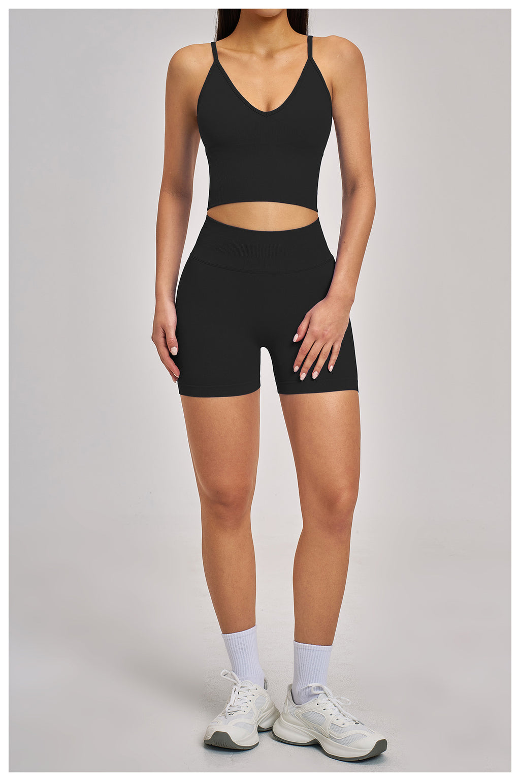 Seamless Criss-Cross Yoga Set: High-Stretch Slim-Fit Activewear & Performance Suite 4486