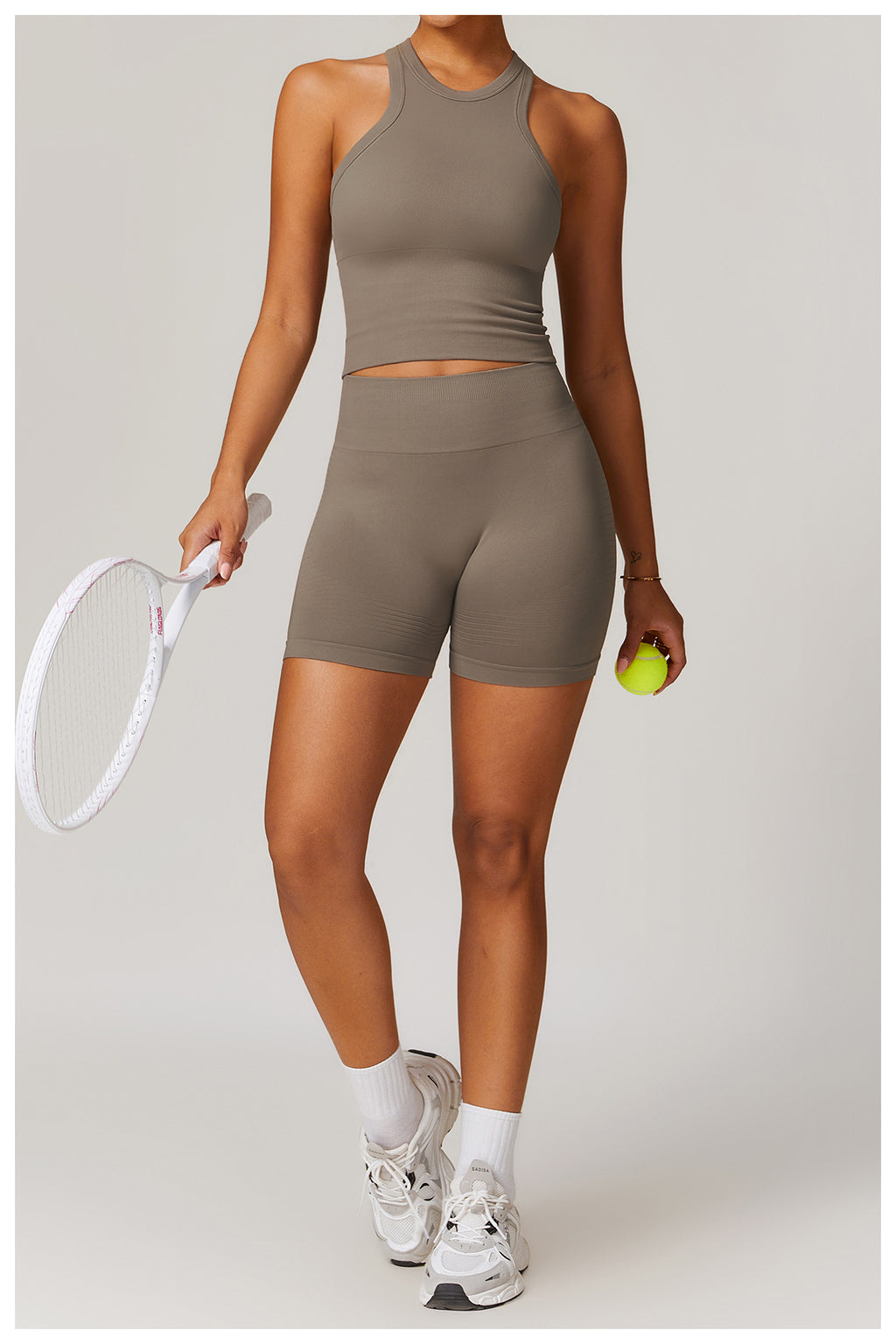 Ensemble de yoga côtelé sans couture à dos nageur : Ensemble de vêtements de sport gainant et rehausseur de fessier 5479