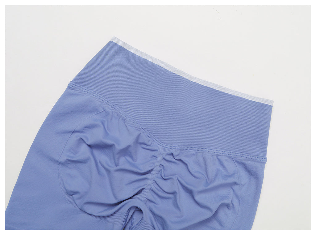 Short de Yoga Sans Couture à Contraste : Legging Taille Haute et Coupe Ajustée pour la Course 5726