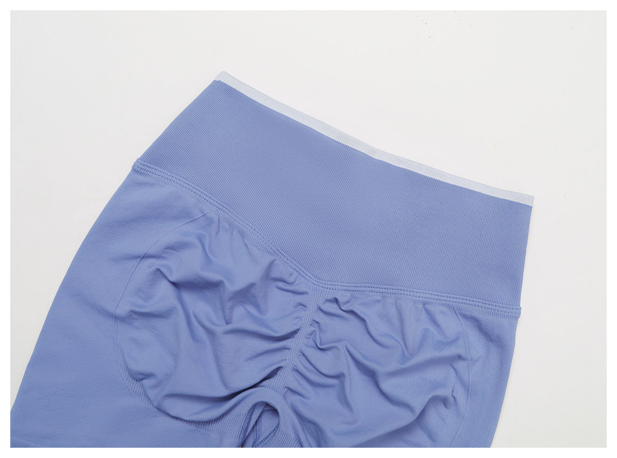 Short de Yoga Sans Couture à Contraste : Legging Taille Haute et Coupe Ajustée pour la Course 5726