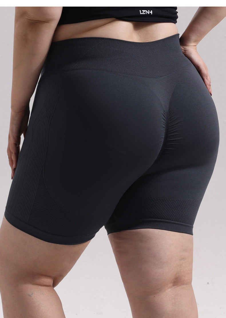 Women's Plus Size Seamless Peach Booty Shorts, Slim Fit Butt Lifting Yoga 3-Piece Shorts for Outdoor Running & Fitness