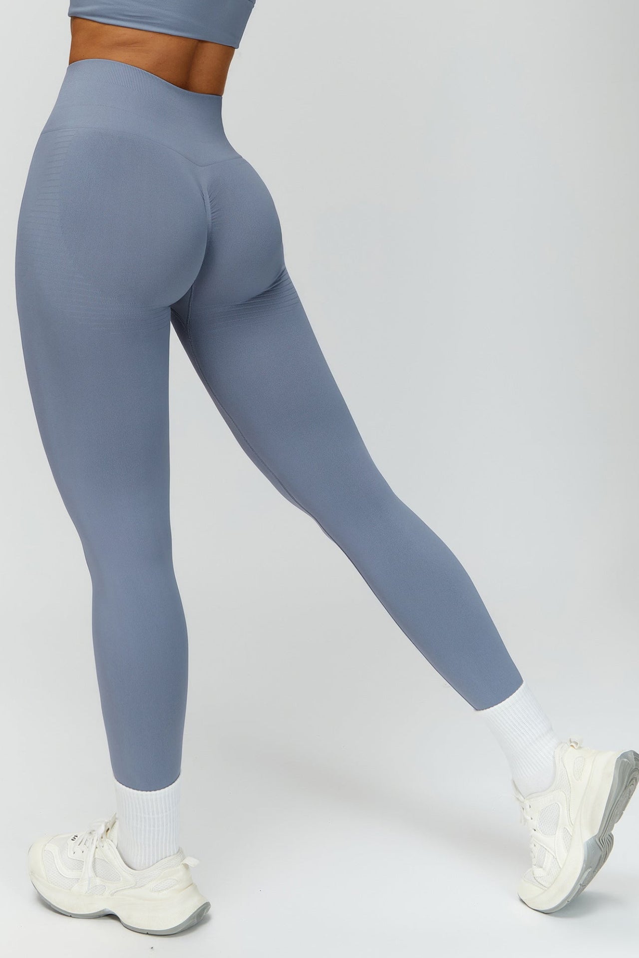Legging de yoga sans couture à taille côtelée : Pantalon de fitness taille haute, gainant et rehausseur de fessier 6825