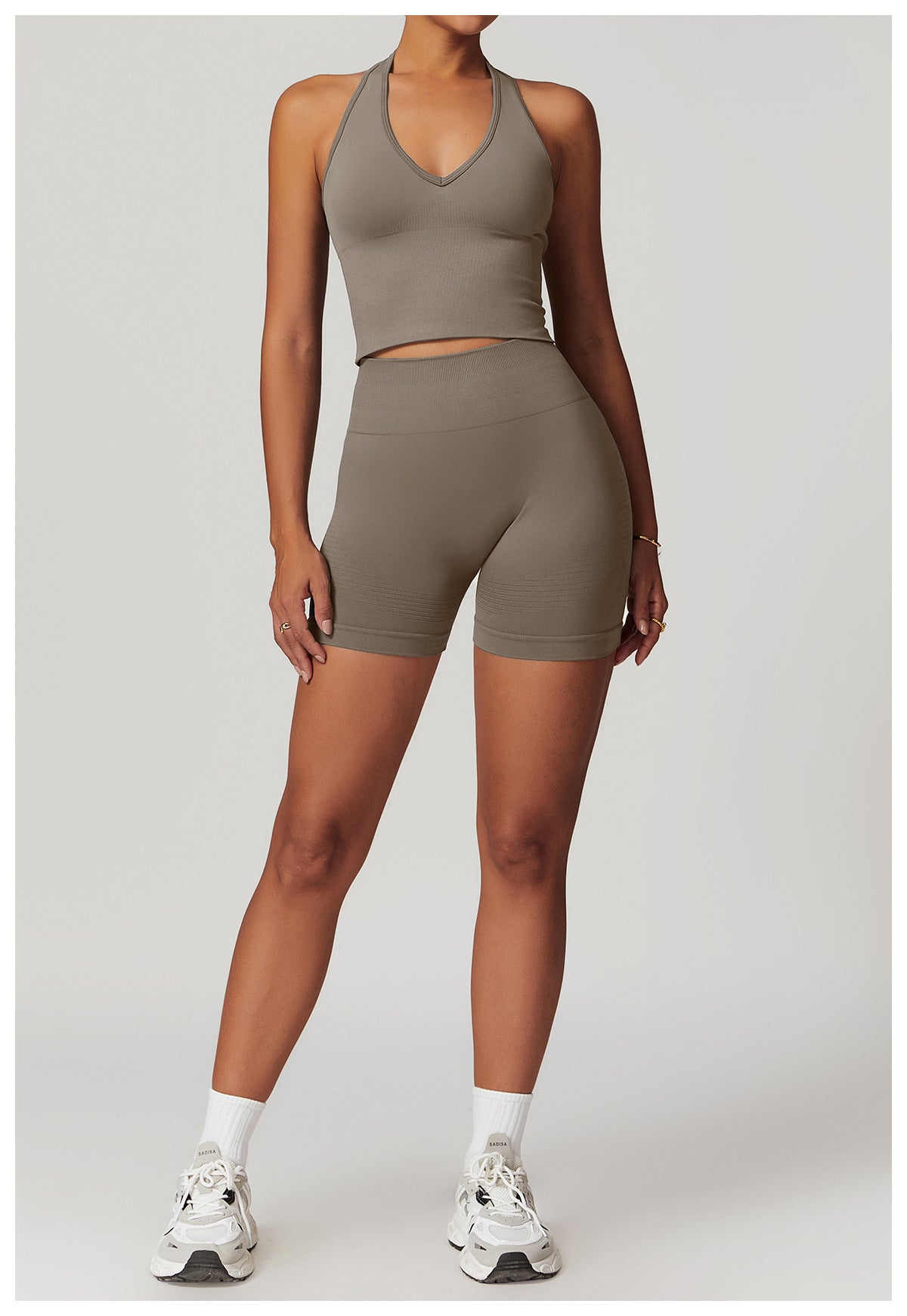 Ensemble de yoga côtelé sans couture à dos nageur : Ensemble de vêtements de sport gainant et rehausseur de fessier 5479