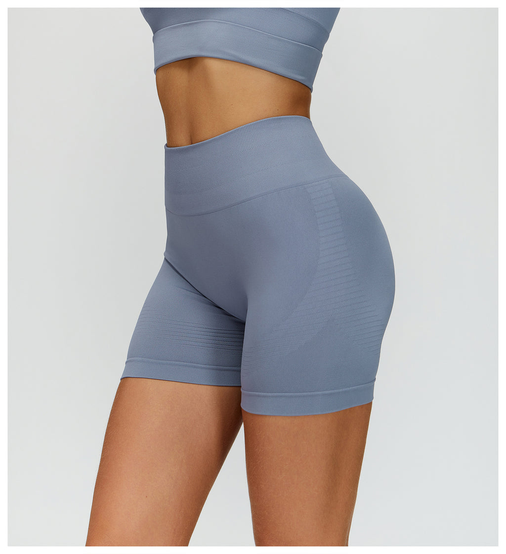Short de yoga taille haute sans couture : Short cycliste de fitness gainant et push-up pour fesses 5475