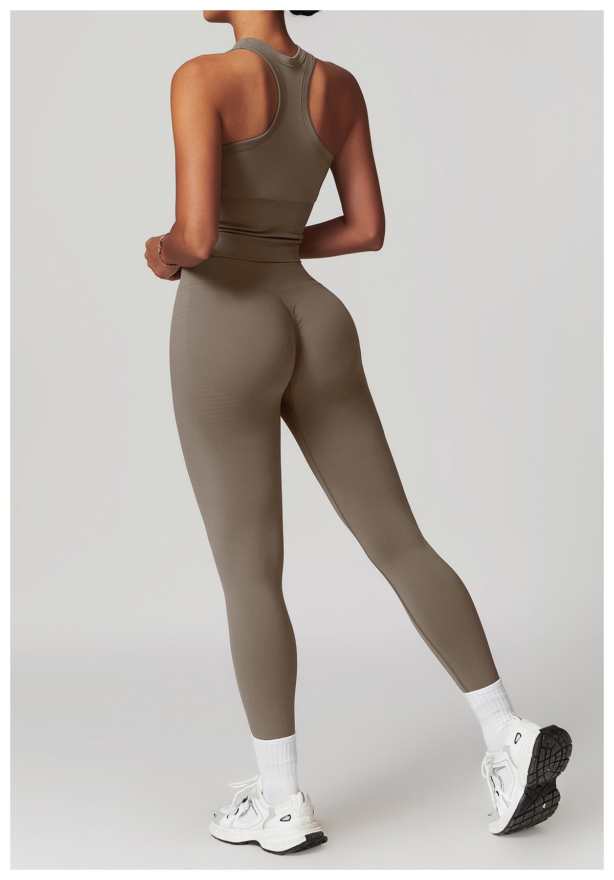 Ensemble de yoga côtelé sans couture à dos nageur : Ensemble de vêtements de sport gainant et rehausseur de fessier 5479