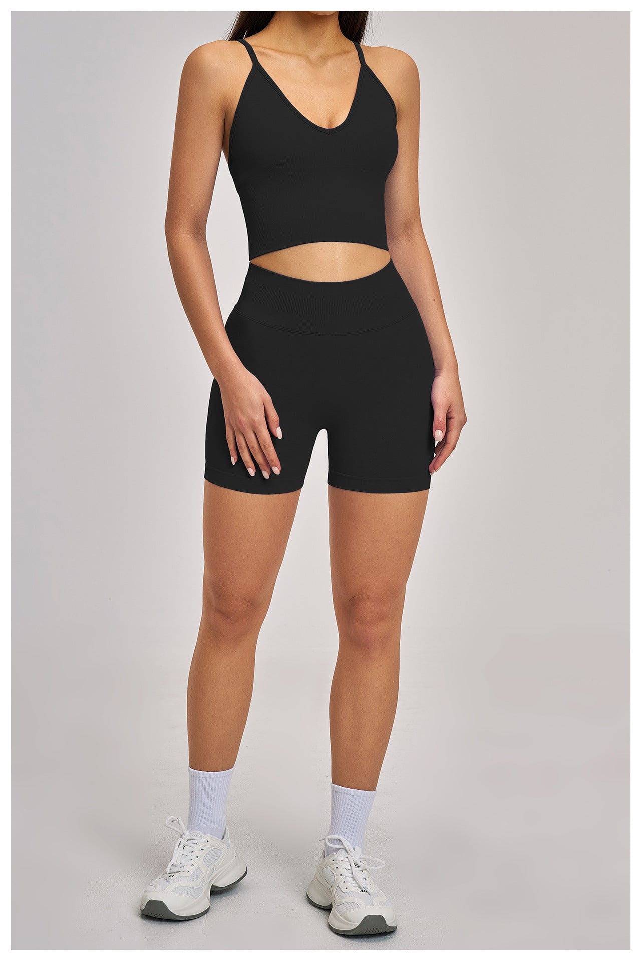 Seamless Criss-Cross Yoga Set: High-Stretch Slim-Fit Activewear & Performance Suite 4486