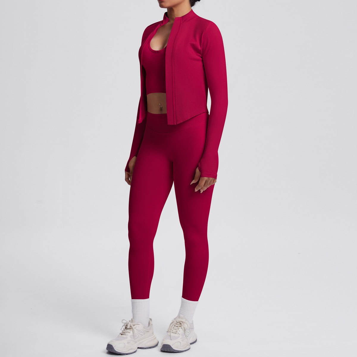 Ensemble de yoga 3 pièces sans coutures : Tenue d'entraînement respirante et très extensible - Soutien-gorge de sport, haut ajusté et leggings taille haute