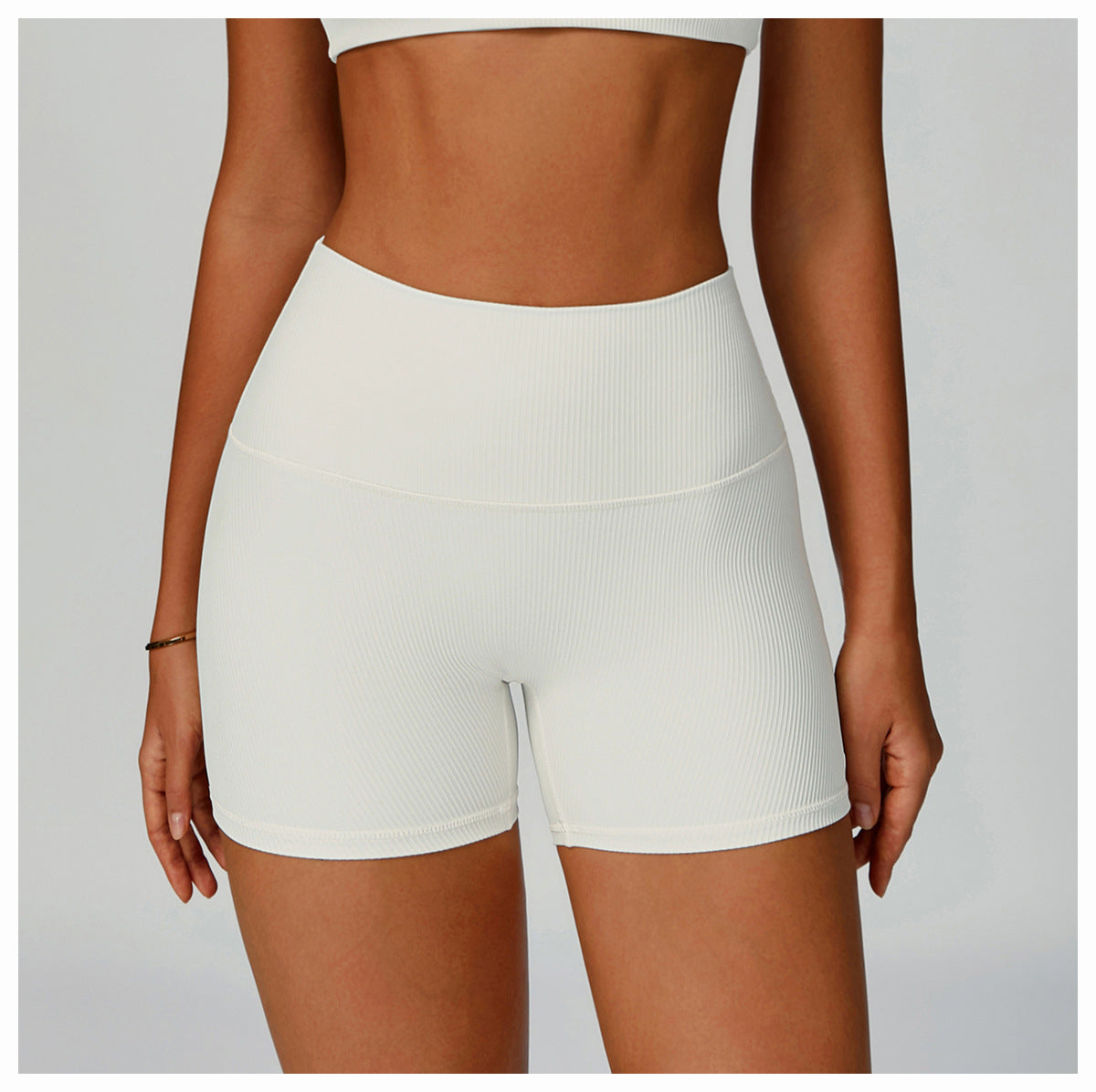 Short de Yoga Côtelé Taille Haute pour Femme, Vêtement de Fitness Gainant et Remontant les Fesses, Short de Course en Extérieur