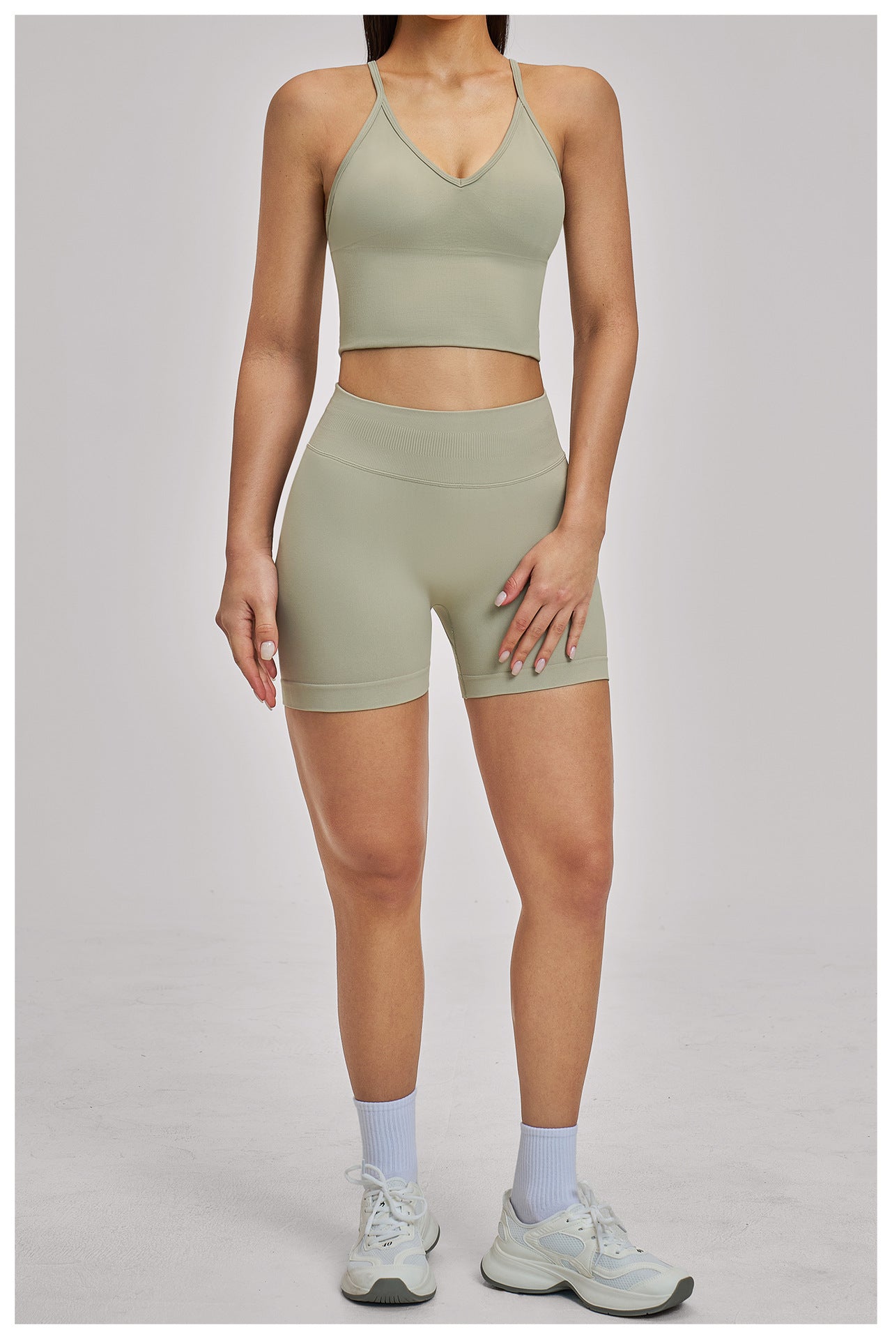 Seamless Criss-Cross Yoga Set: High-Stretch Slim-Fit Activewear & Performance Suite 4486