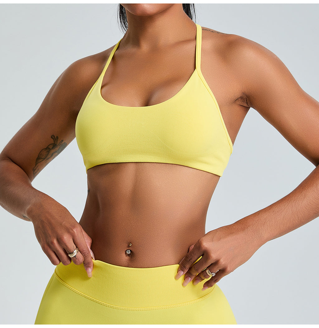 Seamless Yoga Cami Sports Bra: Open-Back Workout Tank Top & Quick-Dry Fitness Bralette