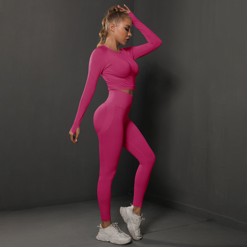Ensemble de Yoga Sans Couture "Scrunch Butt": Legging Taille Haute Rehausseur de Fesses & Tenue de Sport Compressive 2 Pièces