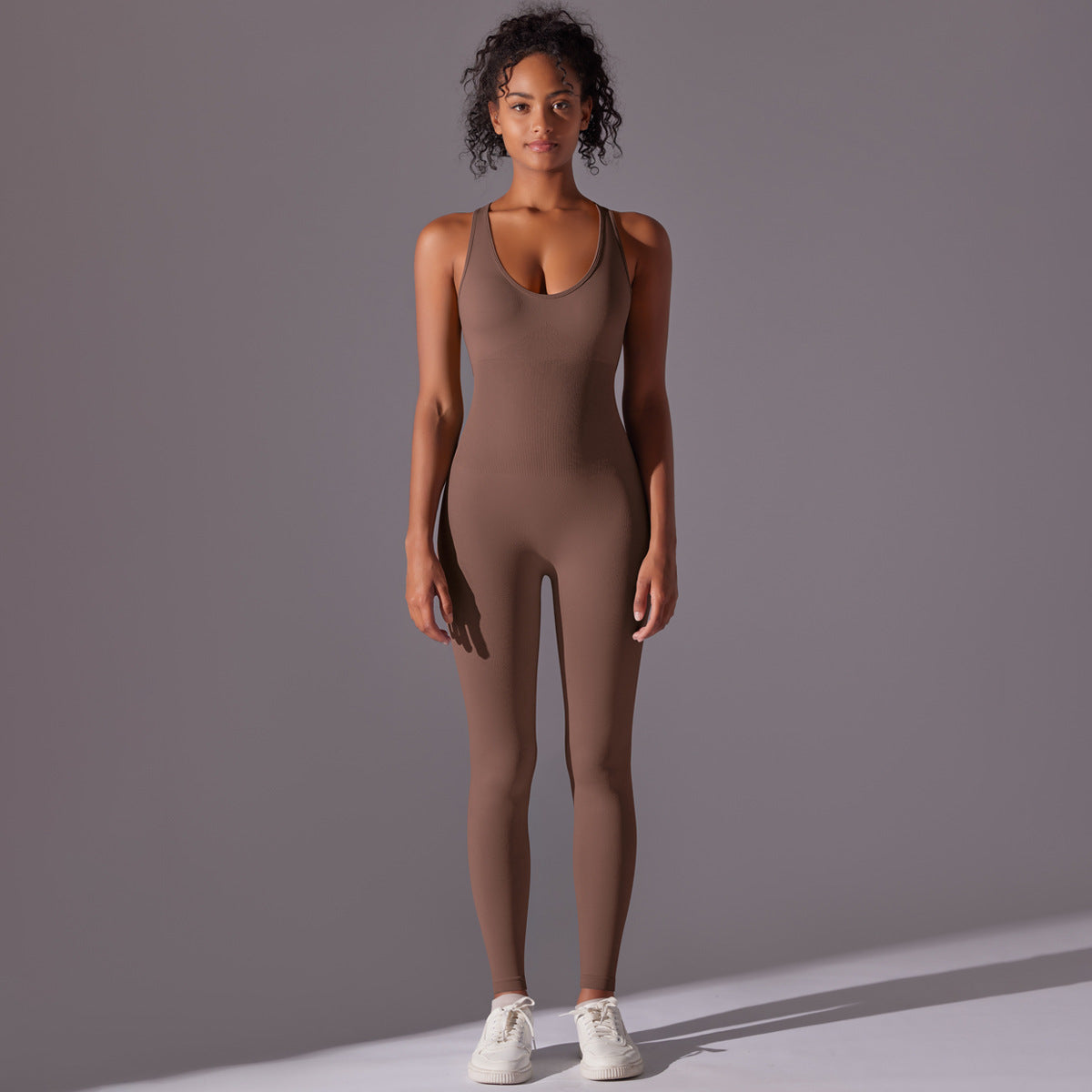Nahtloser, langer Yoga-Unitard: Einteiliger, rückenfreier Aerial-Yoga-Bodysuit & atmungsaktiver, schmal geschnittener Jumpsuit