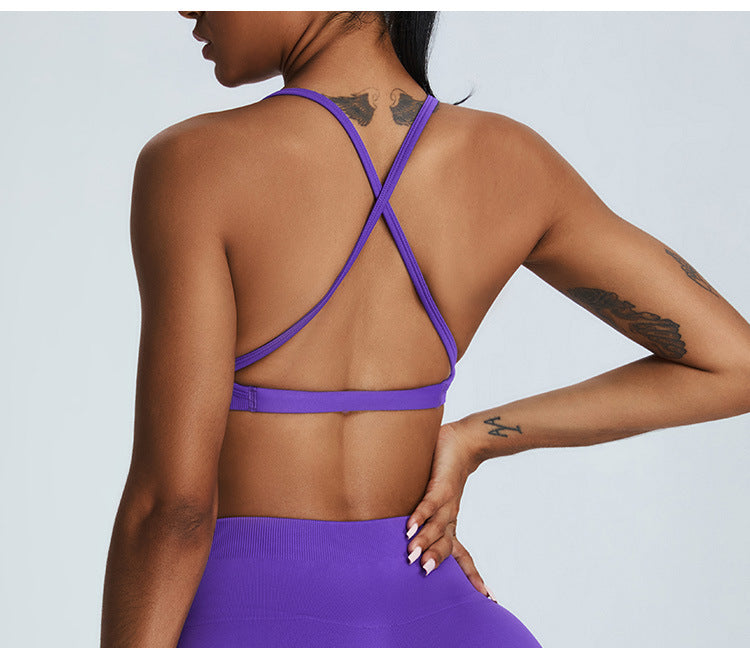 Seamless Nude-Feel Sports Bra: Open-Back Yoga Bralette & Quick-Dry Fitness Tank Top