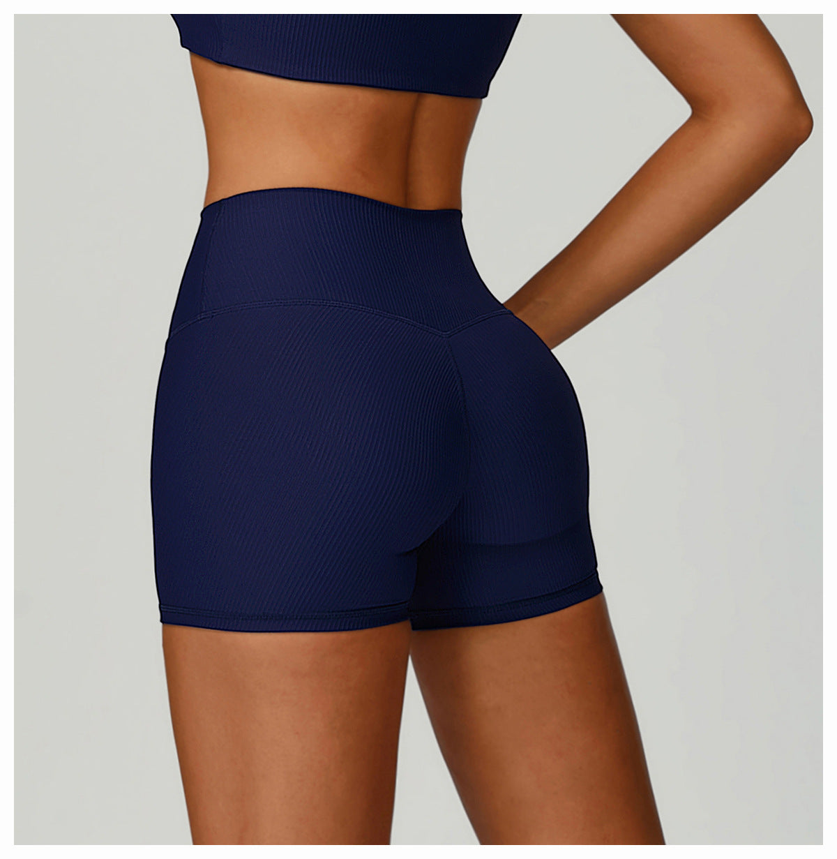 Women's Ribbed High Waist Yoga Shorts, Butt Lifting High Impact Fitness Wear, Outdoor Running Shorts