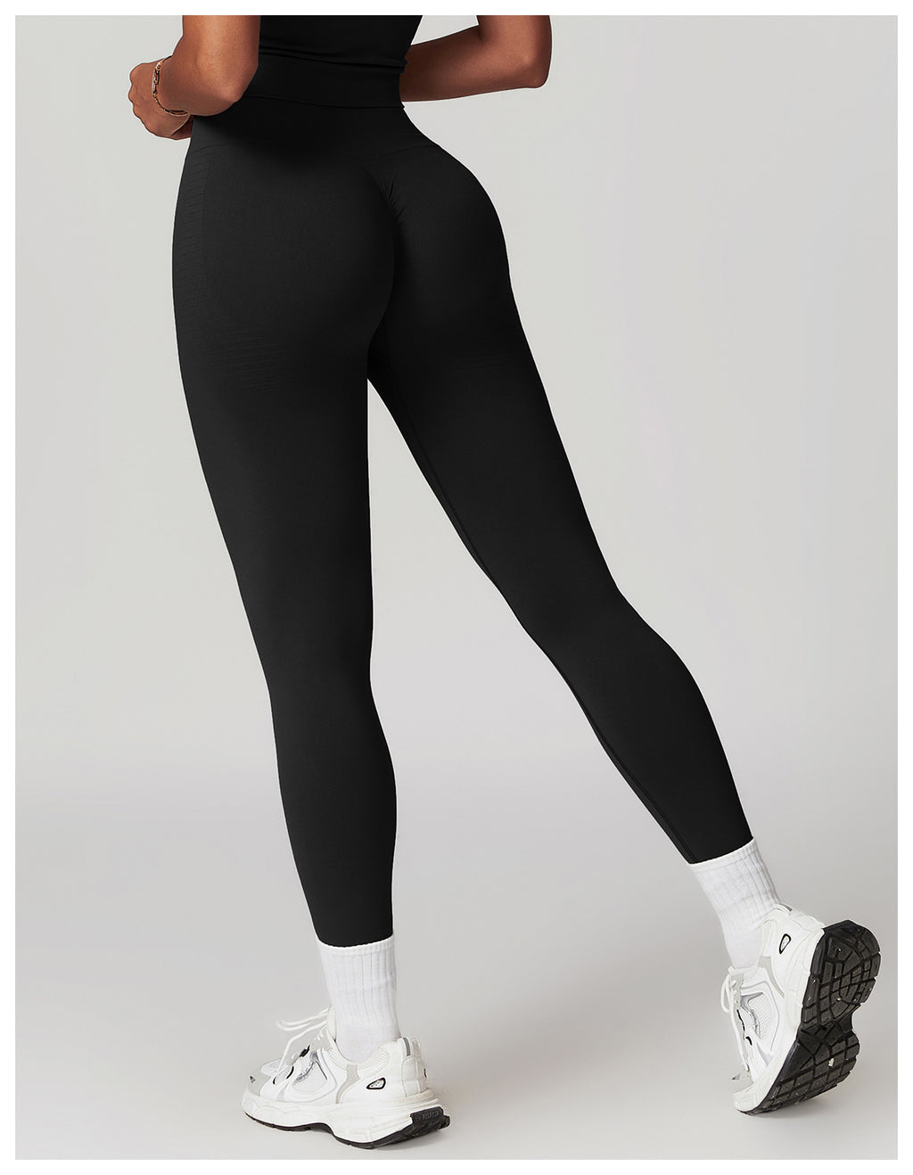 Seamless Ribbed-Waistband Yoga Leggings: High-Waisted Tummy-Control & Booty-Lifting Fitness Pants 6825
