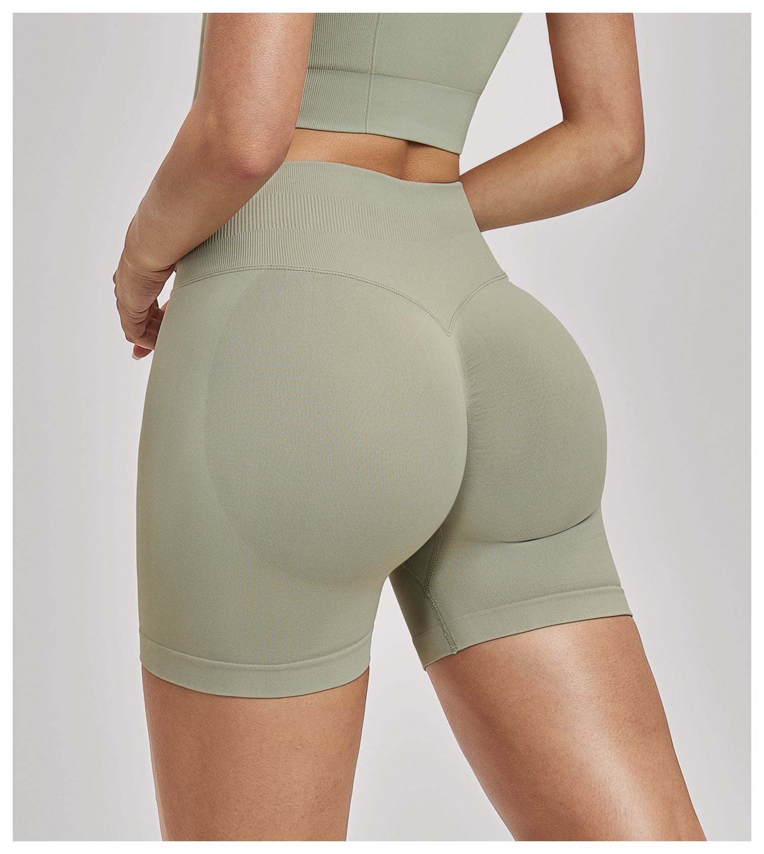 Seamless High-Waisted Yoga Shorts: Booty-Lifting Quick-Dry Activewear for Running & Fitness 9687