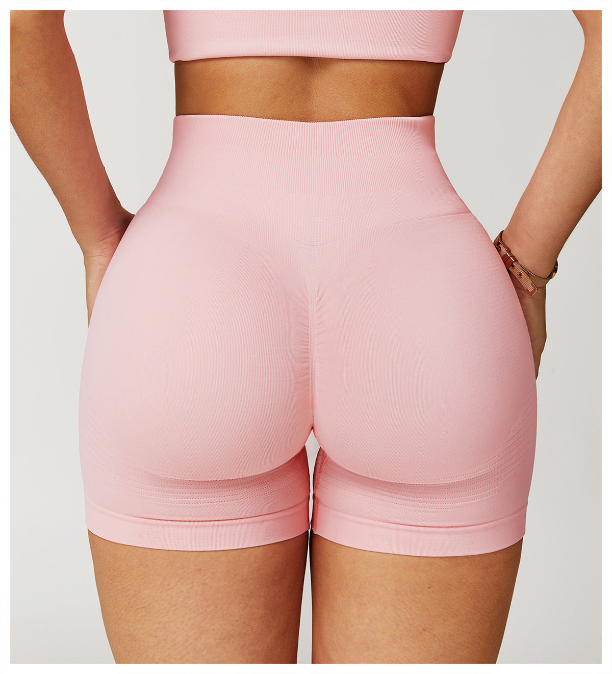 Short de yoga taille haute sans couture : Short cycliste de fitness gainant et push-up pour fesses 5475