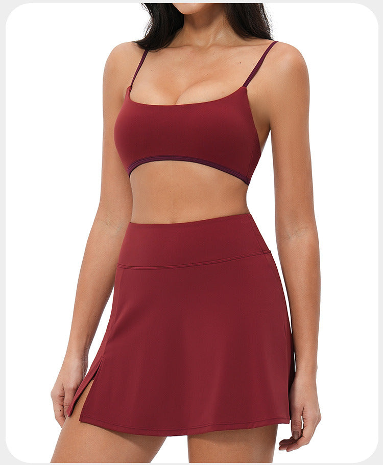 Ensemble de sport pour course en extérieur, jupe de tennis, tenue décontractée à séchage rapide, nouveau style, effet seconde peau, dos nu