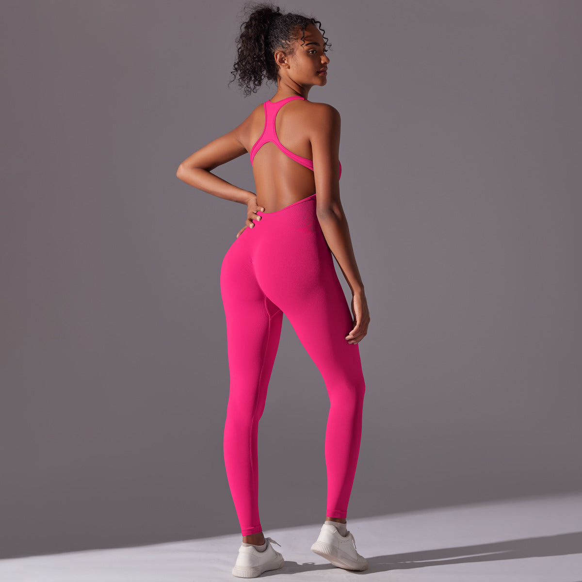Nahtloser, langer Yoga-Unitard: Einteiliger, rückenfreier Aerial-Yoga-Bodysuit & atmungsaktiver, schmal geschnittener Jumpsuit