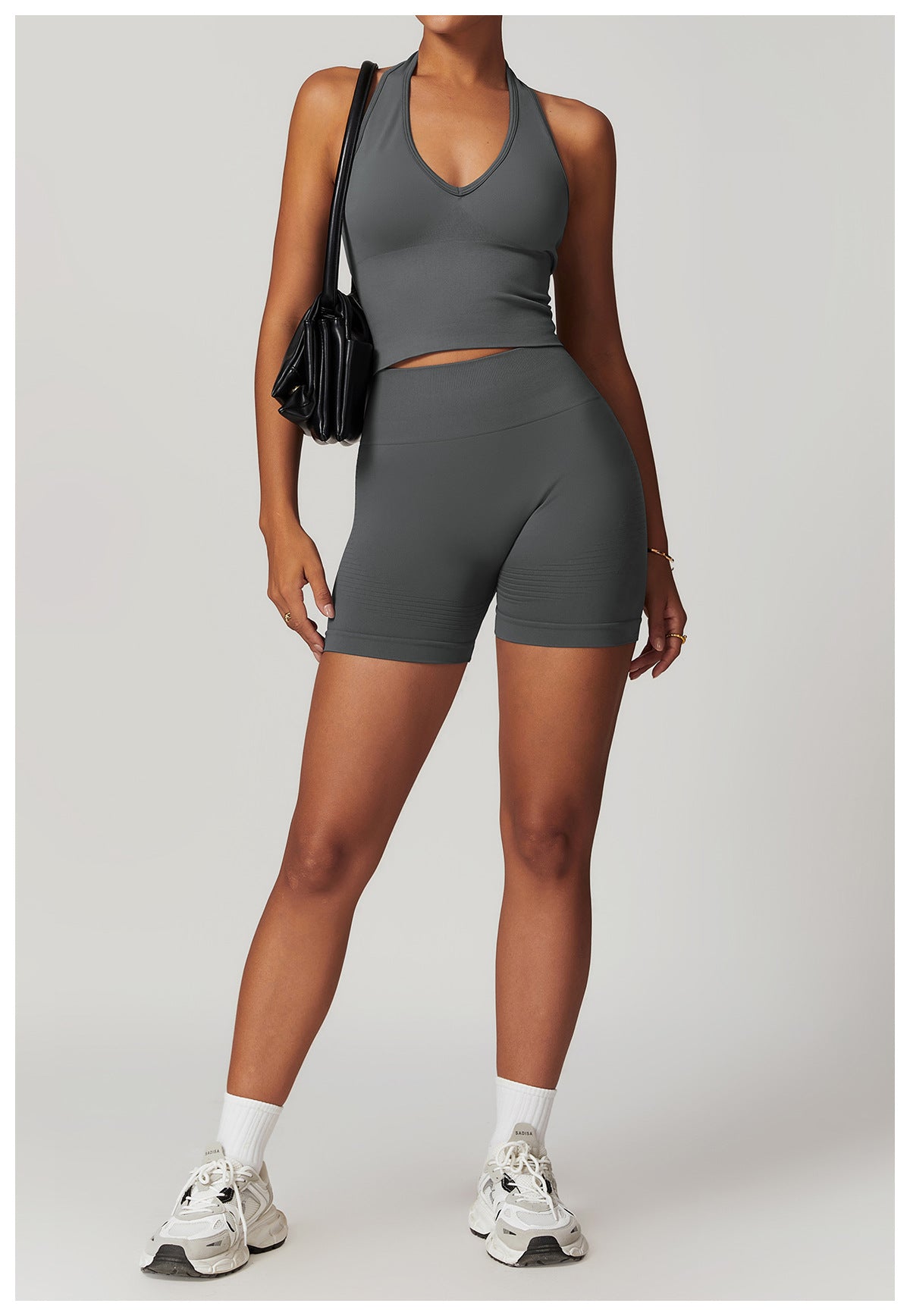 Ensemble de yoga côtelé sans couture à dos nageur : Ensemble de vêtements de sport gainant et rehausseur de fessier 5479
