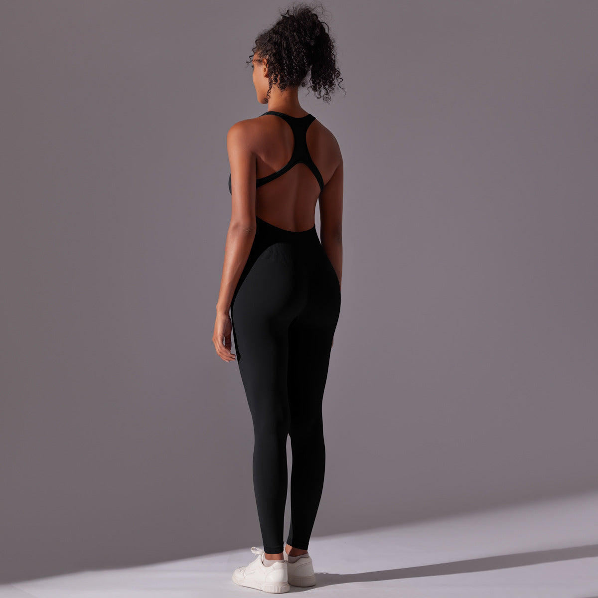 Nahtloser, langer Yoga-Unitard: Einteiliger, rückenfreier Aerial-Yoga-Bodysuit & atmungsaktiver, schmal geschnittener Jumpsuit