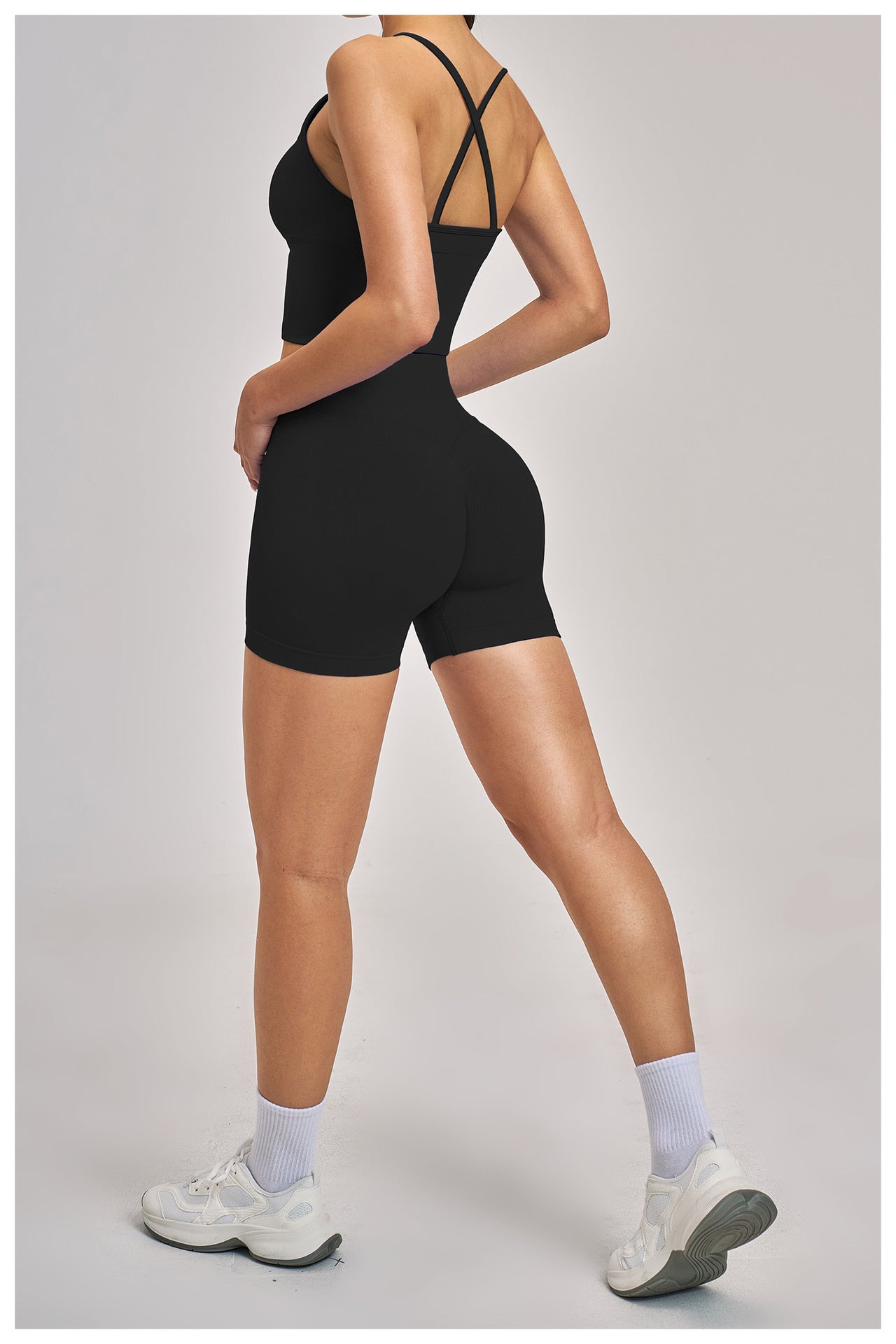 Seamless Criss-Cross Yoga Set: High-Stretch Slim-Fit Activewear & Performance Suite 4486