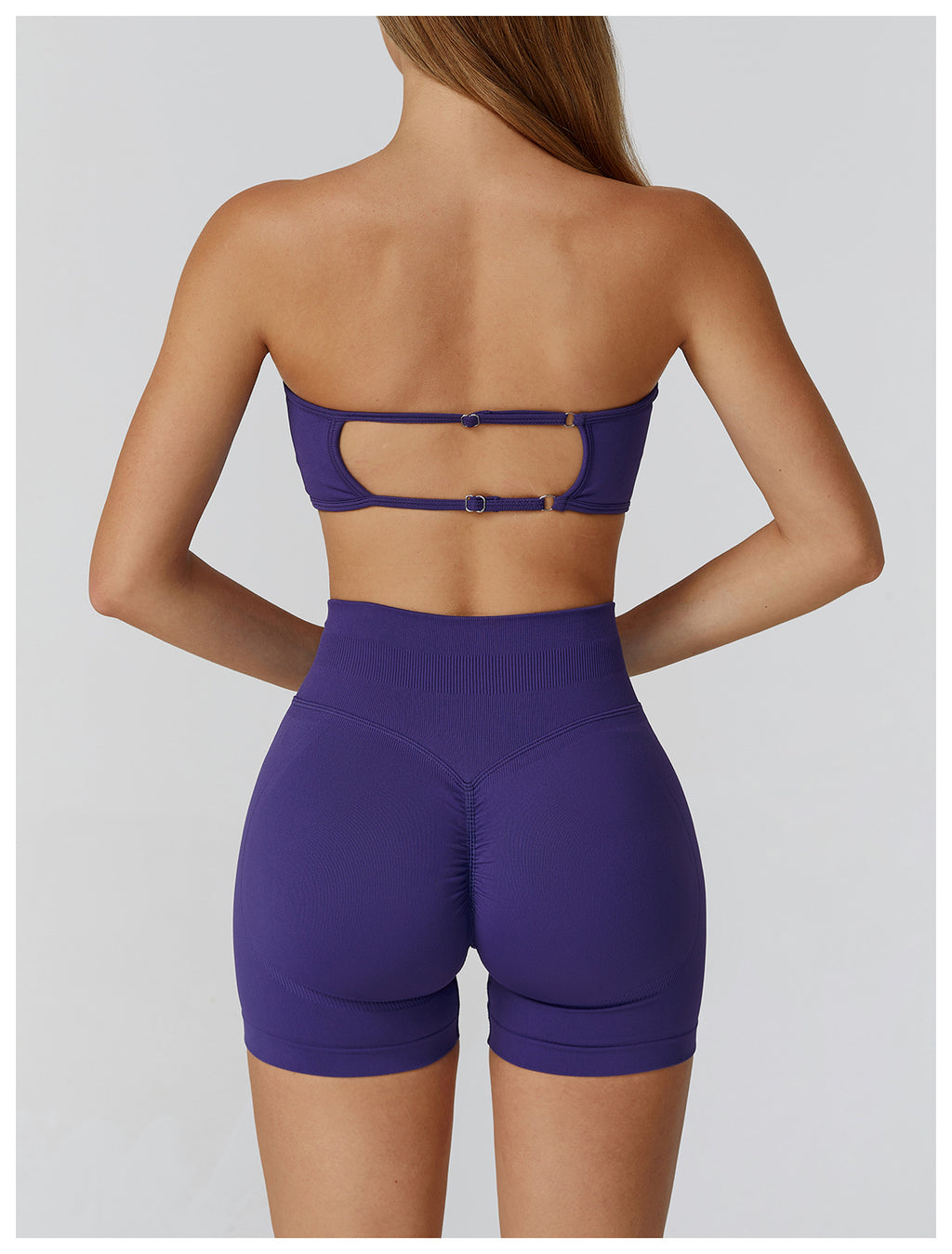 Ensemble de yoga sans couture : Tenue de sport taille haute dos nu pour la course et le fitness 2184