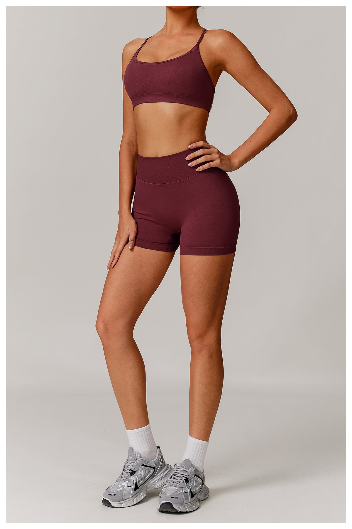 Short de Yoga Taille Haute Sans Couture : Short Cycliste de Sport Gainant et Rehausseur de Fesses 4389