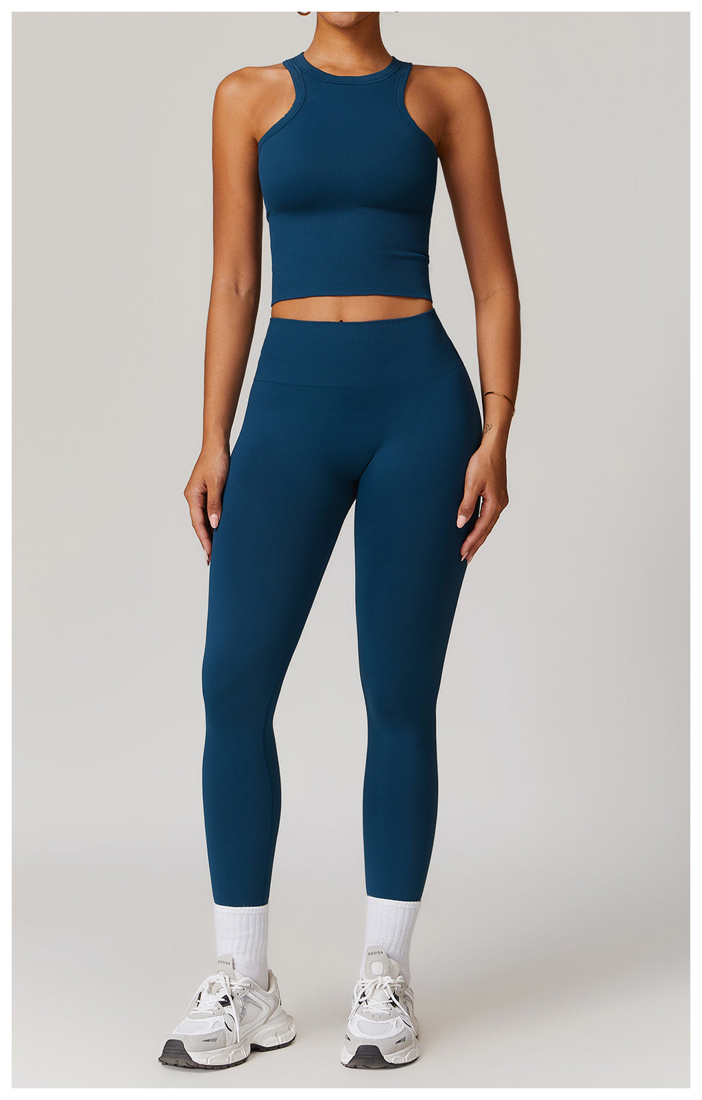 Ensemble de yoga côtelé sans couture à dos nageur : Ensemble de vêtements de sport gainant et rehausseur de fessier 5479