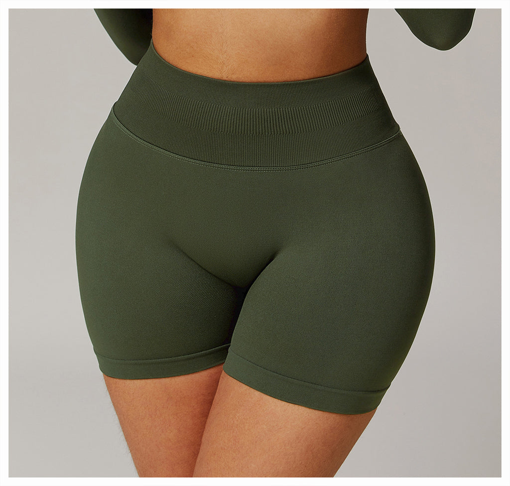 Seamless High-Waisted Yoga Shorts: Booty-Lifting Quick-Dry Activewear for Running & Fitness 9687