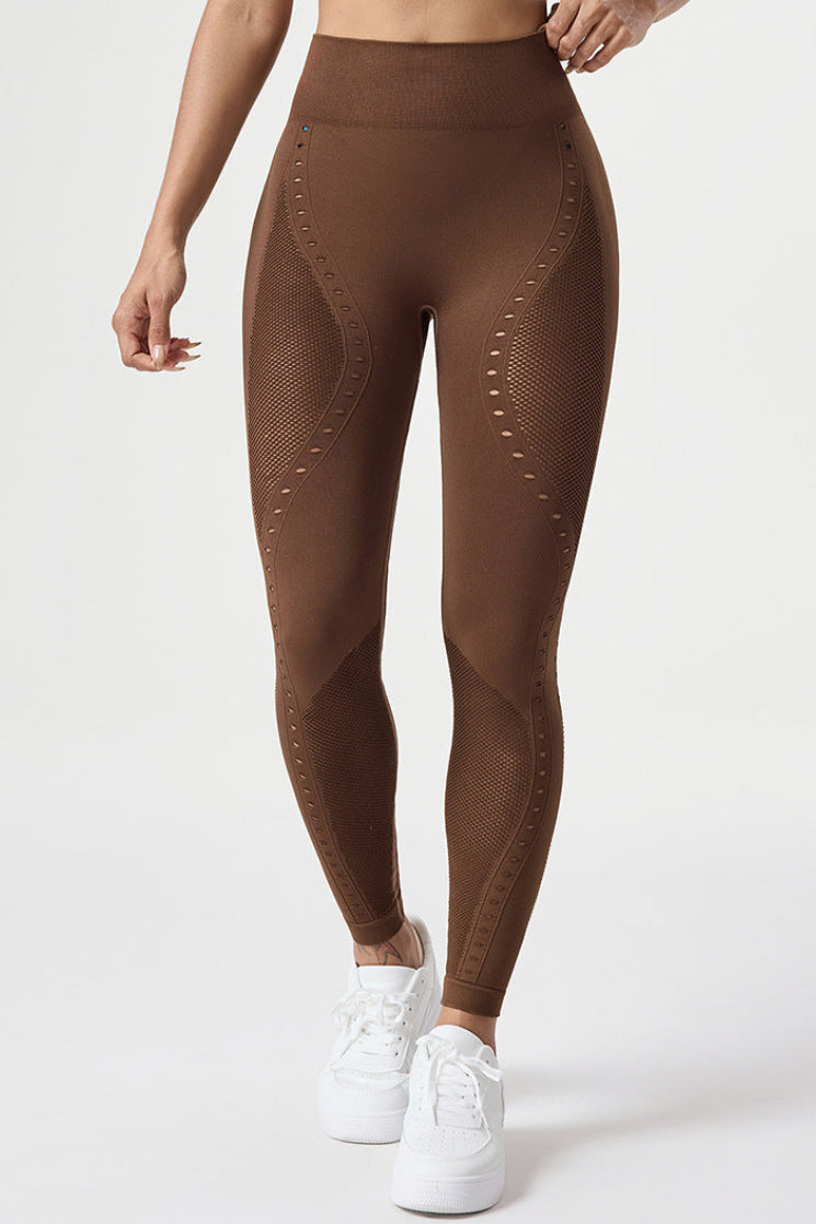 Legging de Yoga Sans Couture Taille Haute pour Femme, Pantalon de Sport Anti-dérapant Découpé Respirant en Maille, Legging de Sport Gainant et Rehausseur de Fessier
