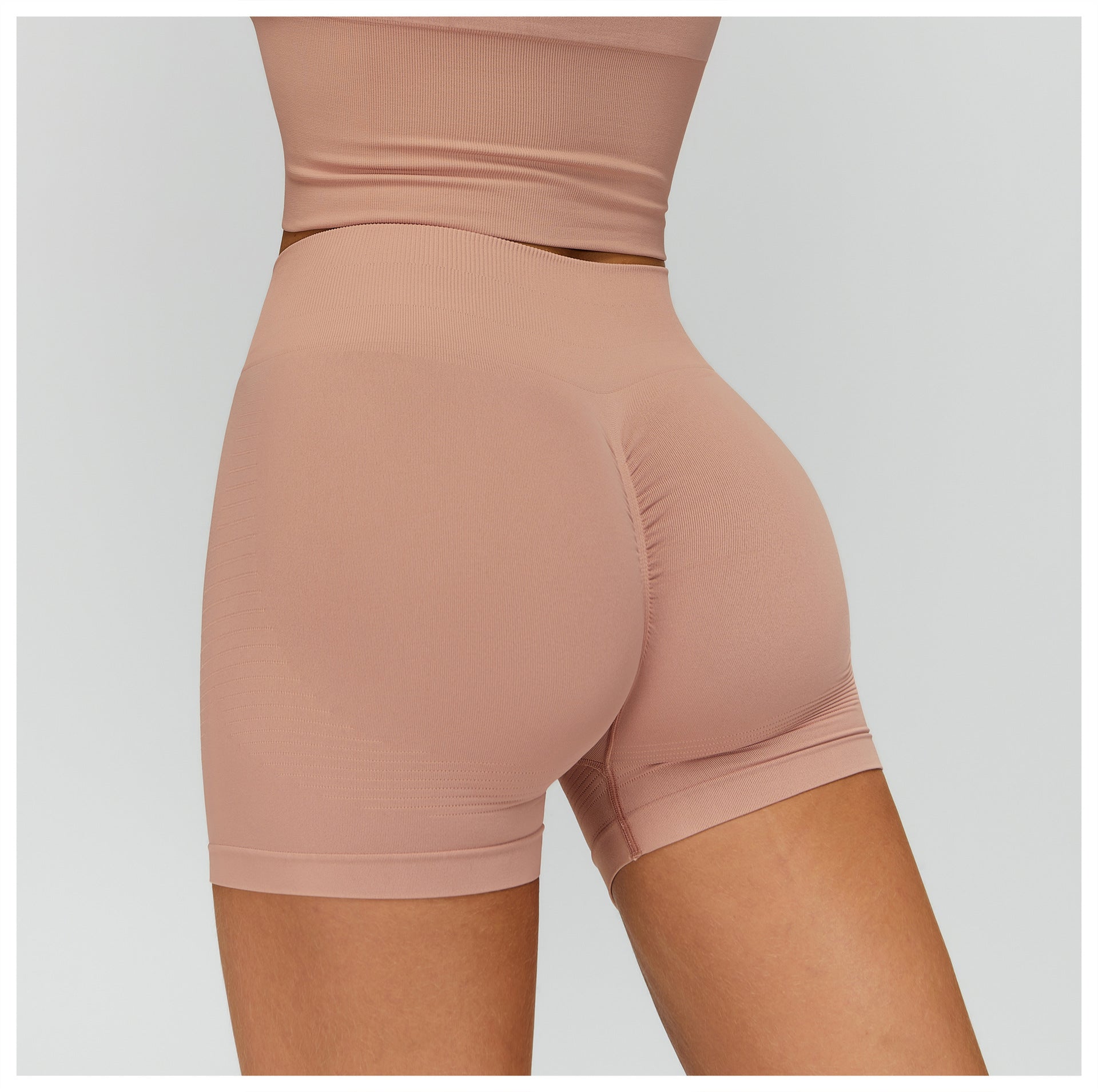 Short de yoga taille haute sans couture : Short cycliste de fitness gainant et push-up pour fesses 5475