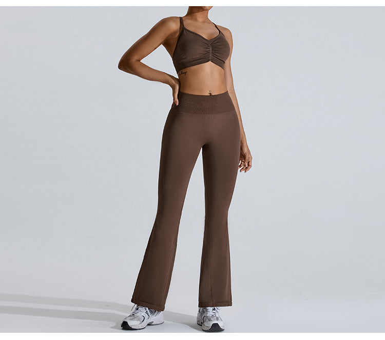 Seamless Criss-Cross Back Sports Bra: High-Elasticity Yoga Tank Top & Running Workout Bralette
