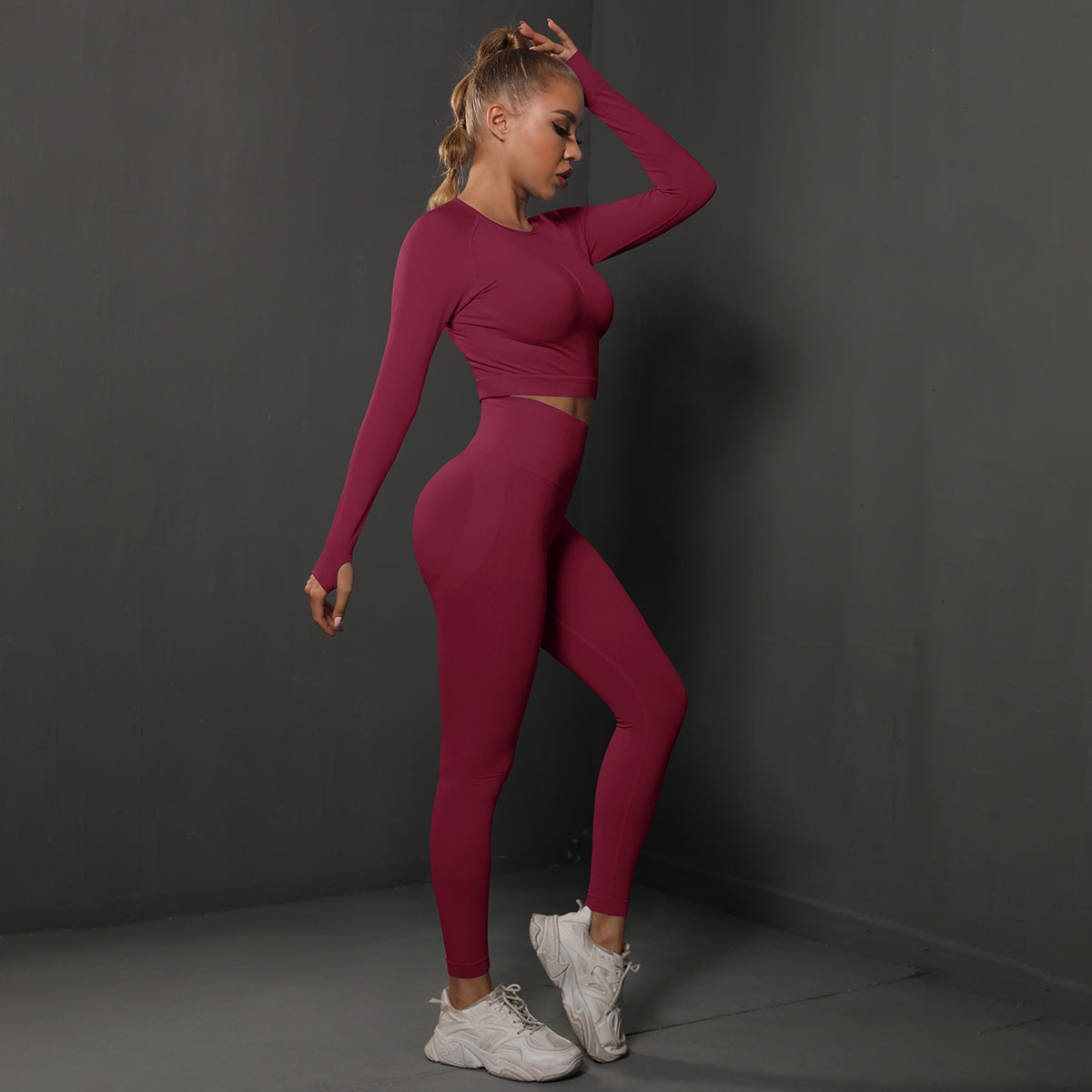 Ensemble de Yoga Sans Couture "Scrunch Butt": Legging Taille Haute Rehausseur de Fesses & Tenue de Sport Compressive 2 Pièces