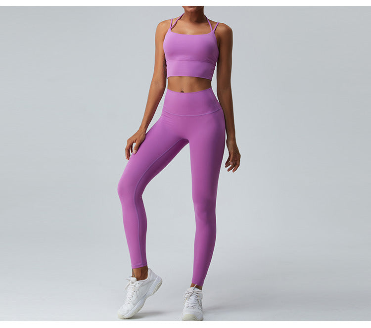 Soutien-gorge de sport sans coutures à dos nu : Caraco de yoga à fines bretelles et débardeur de fitness rembourré