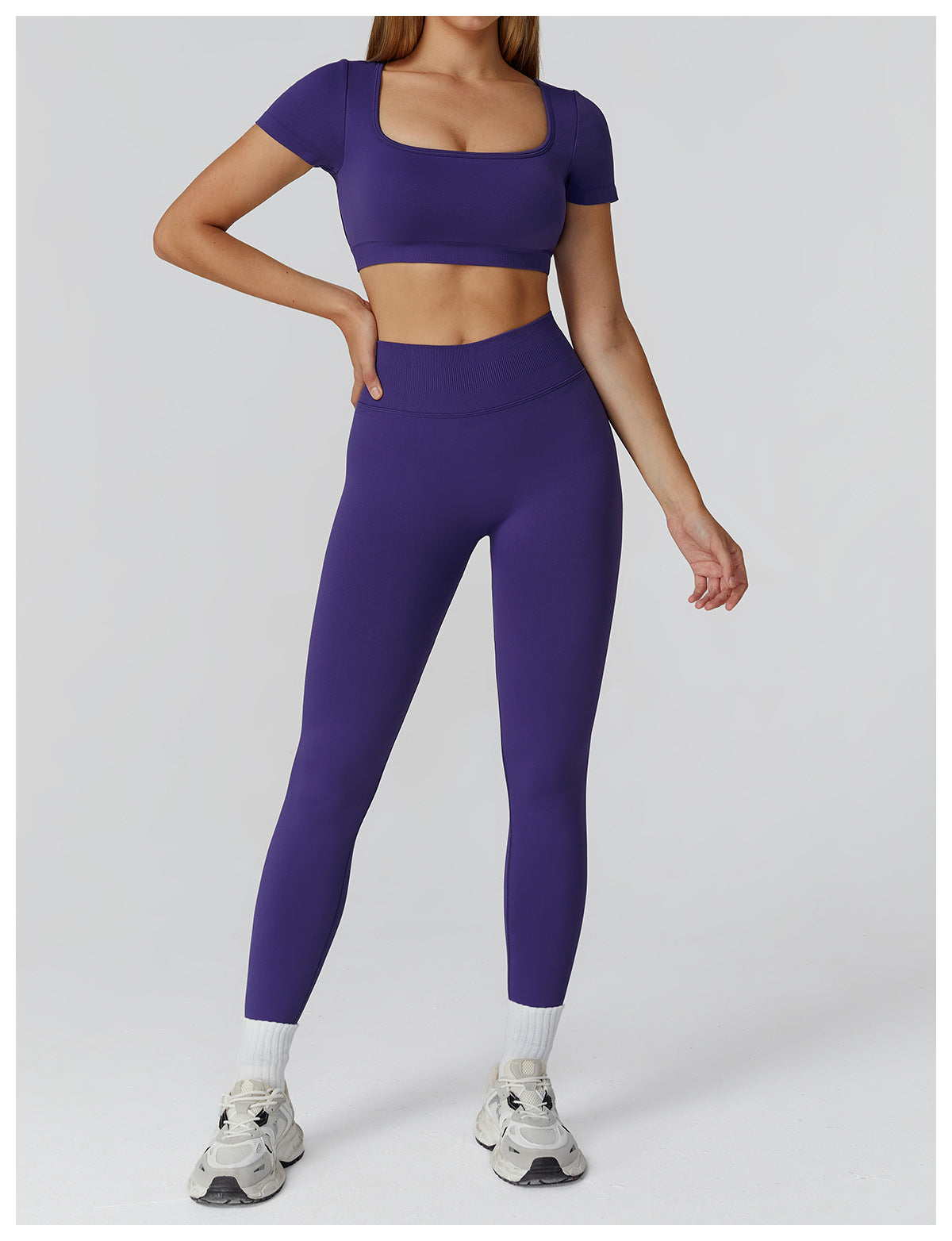Ensemble de yoga sans couture : Tenue de sport taille haute dos nu pour la course et le fitness 2184