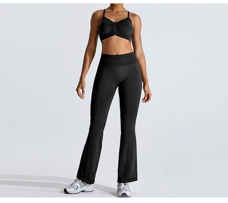 Seamless Criss-Cross Back Sports Bra: High-Elasticity Yoga Tank Top & Running Workout Bralette
