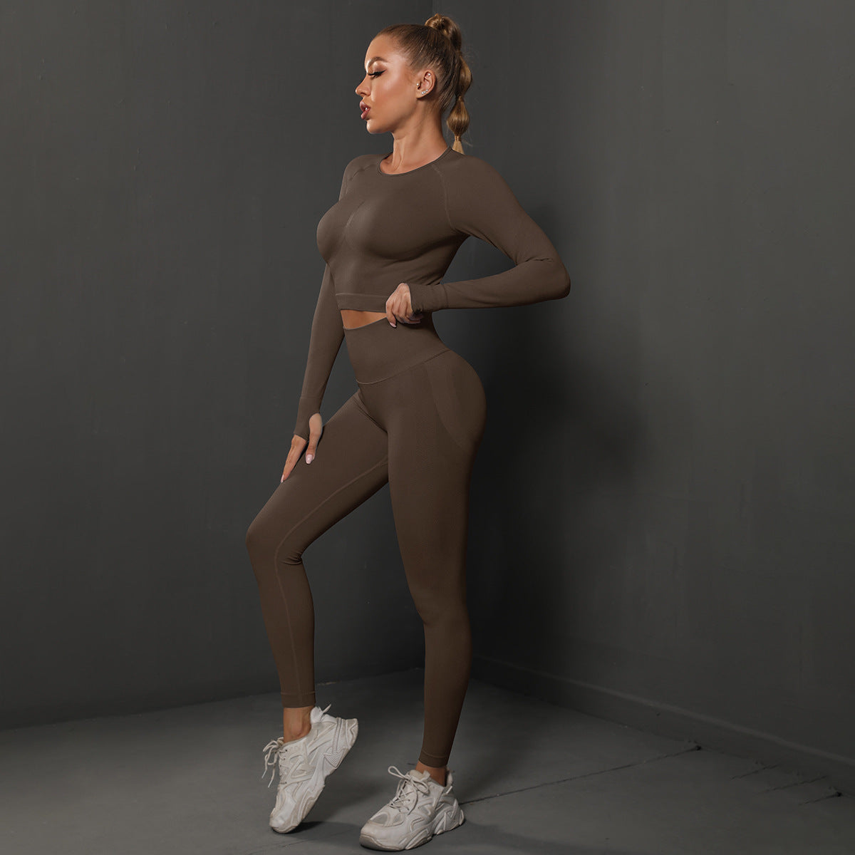 Ensemble de Yoga Sans Couture "Scrunch Butt": Legging Taille Haute Rehausseur de Fesses & Tenue de Sport Compressive 2 Pièces